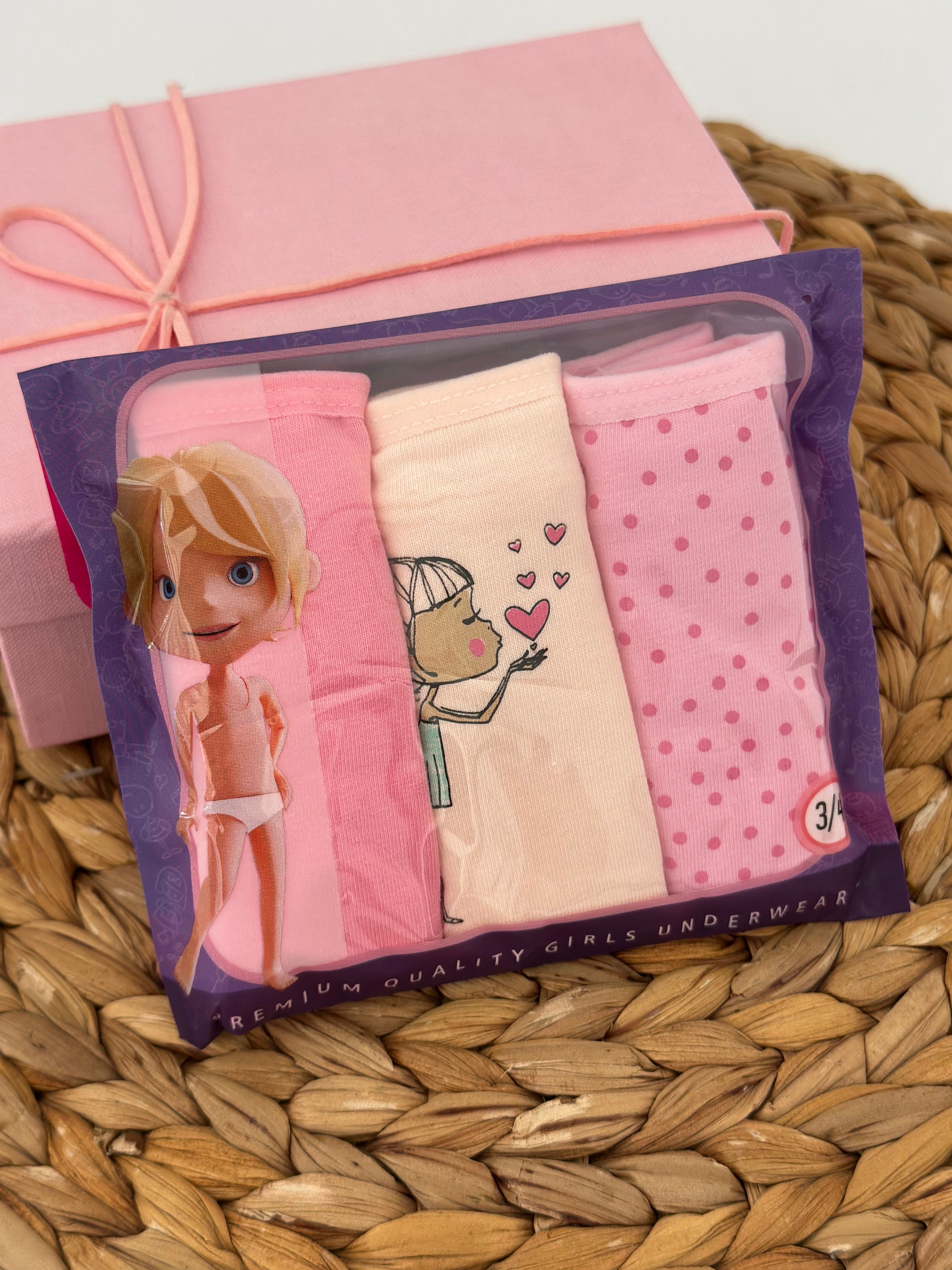 Kız Çocuk Pembe Puantiyeli 3’lü Slip Külot