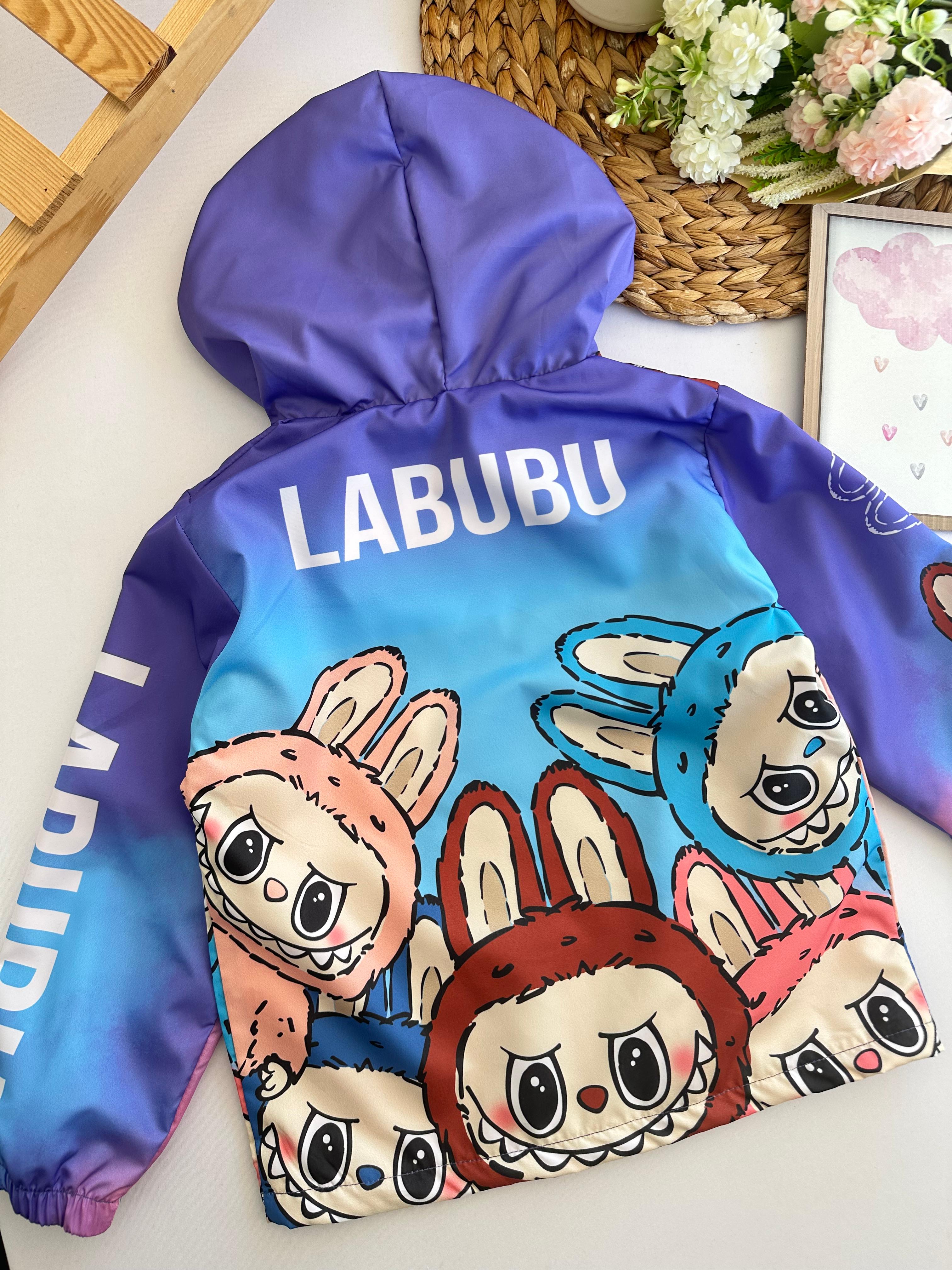 Kız Çocuk Mor Labubu Yağmurluk