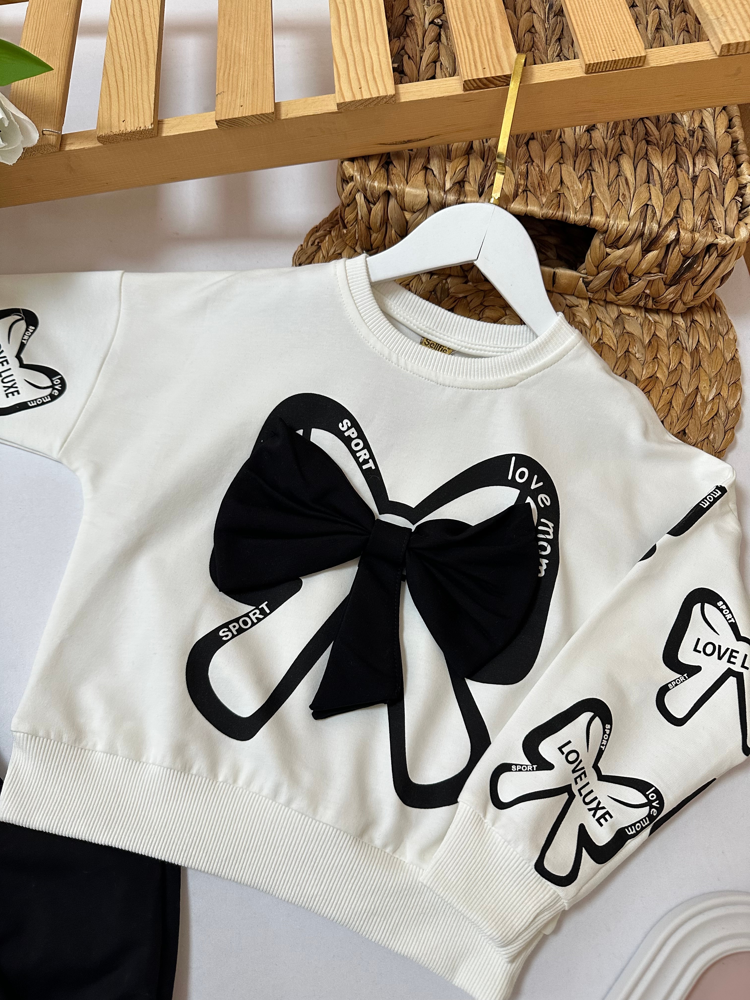 Kız Çocuk Siyah Fiyonklu Alt-Üst Takım