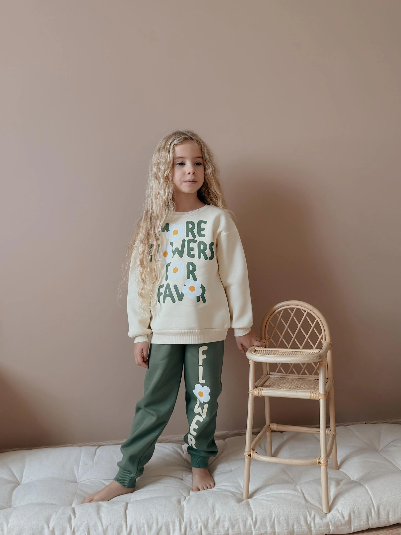 Kız Çocuk Yeşil Çiçekli 2’li Takım