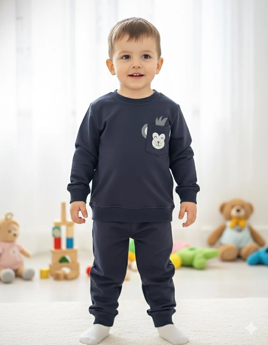 Erkek Çocuk Lacivert Maymuncuk 2'li Takım