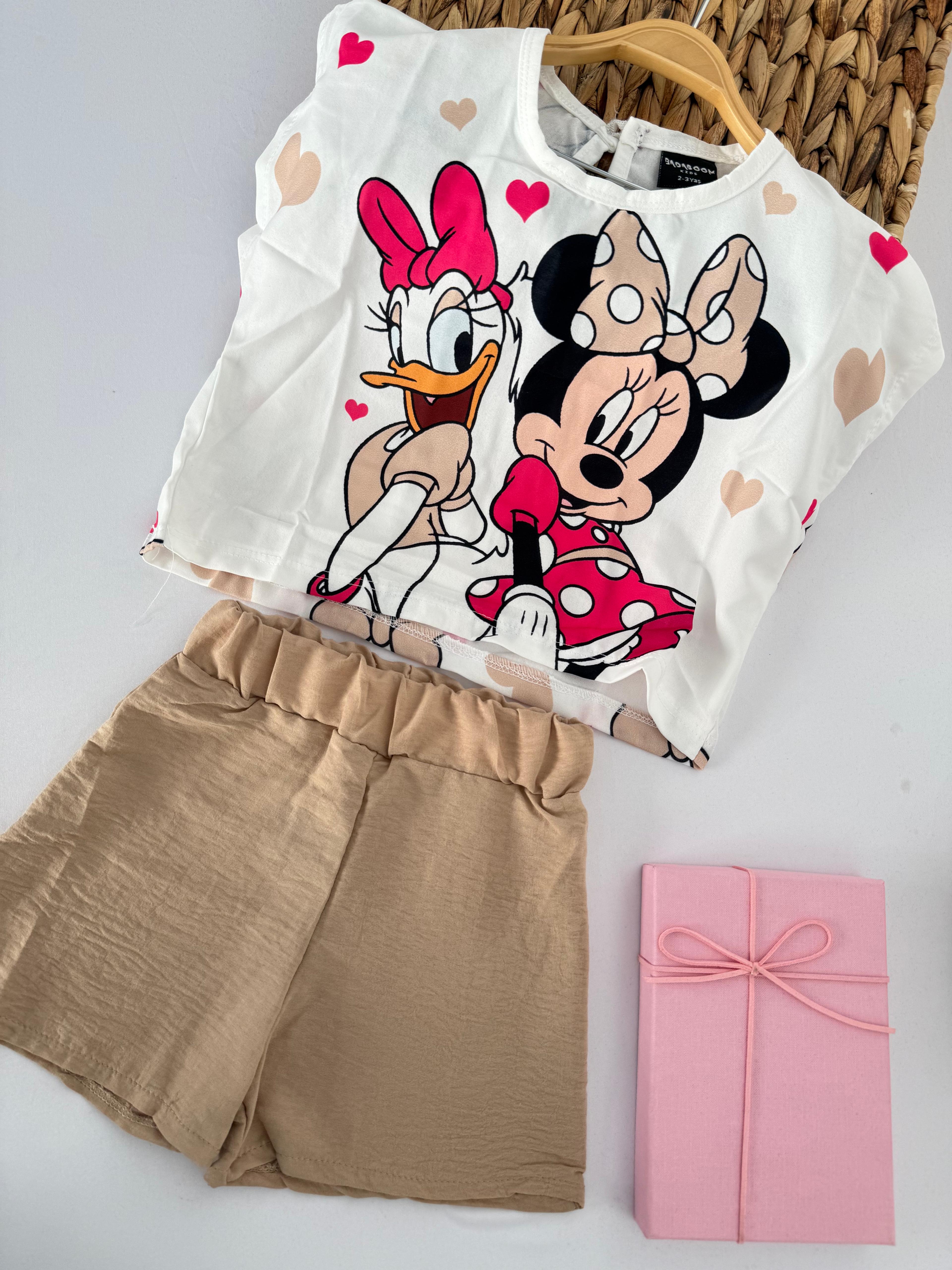 Kız Çocuk Bej Minnie Daisy Takım