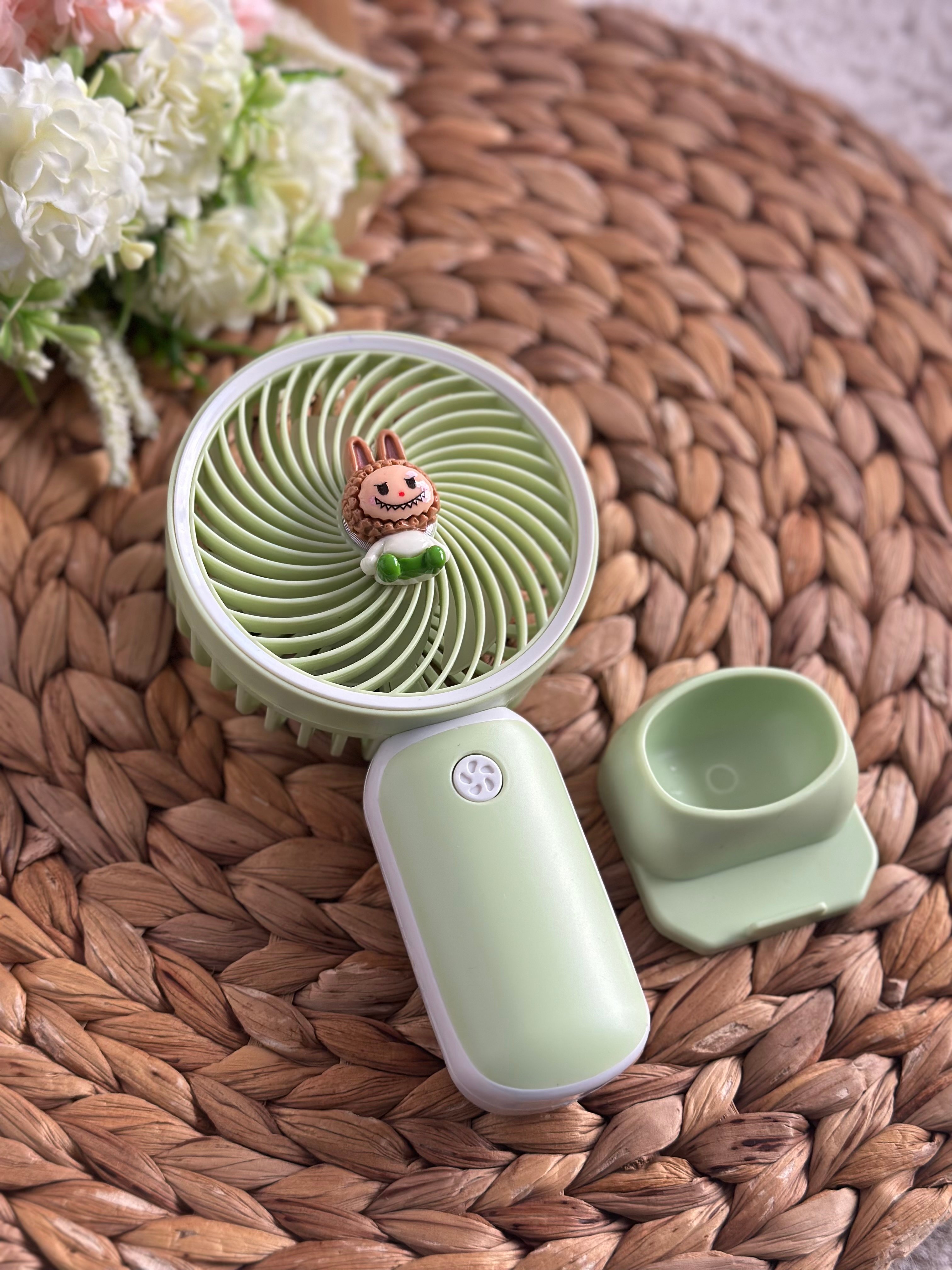 Yeşil Labubu Şarjlı Mini Fan