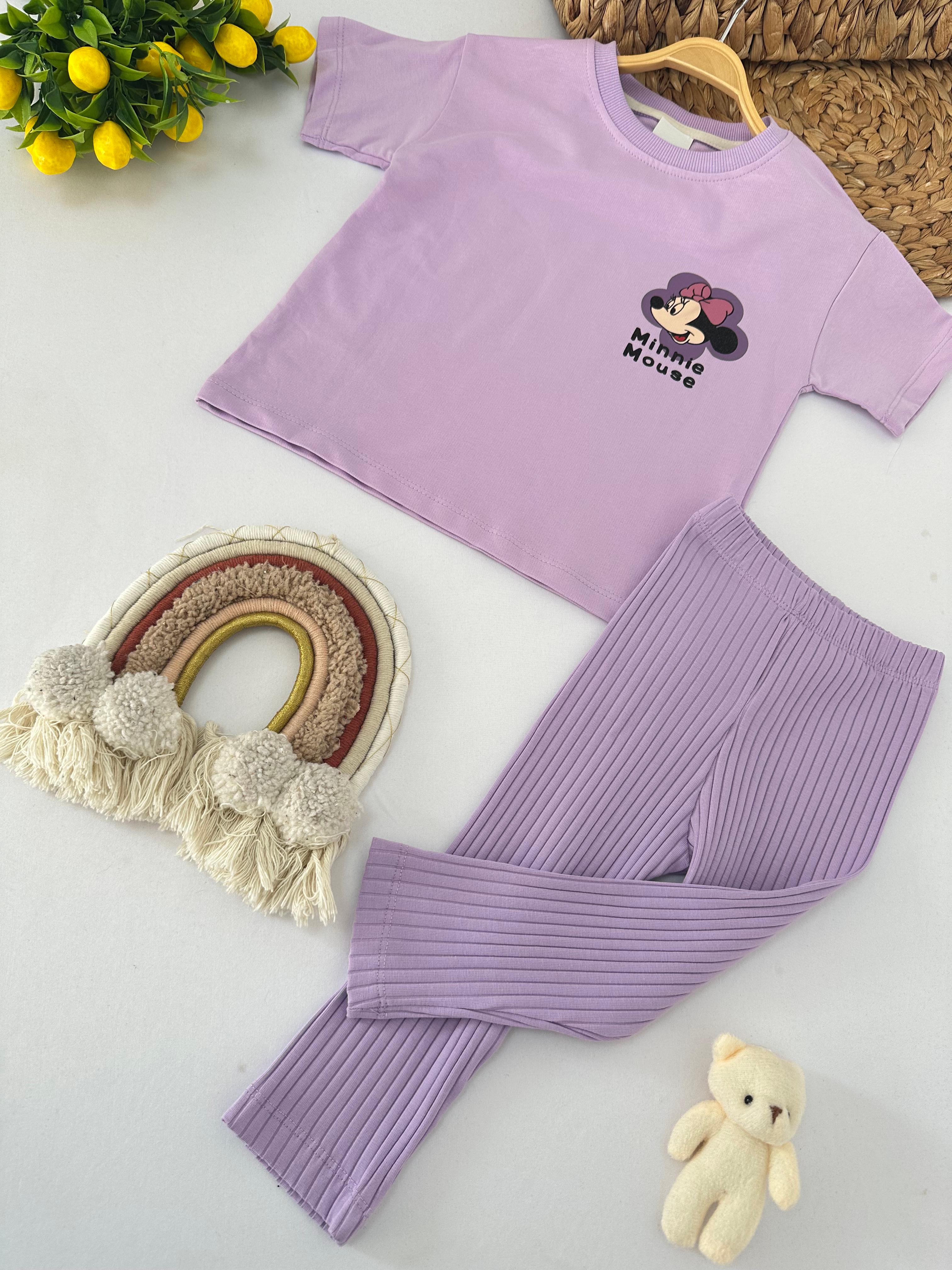 Kız Çocuk Lila Taytlı Minnie Takım