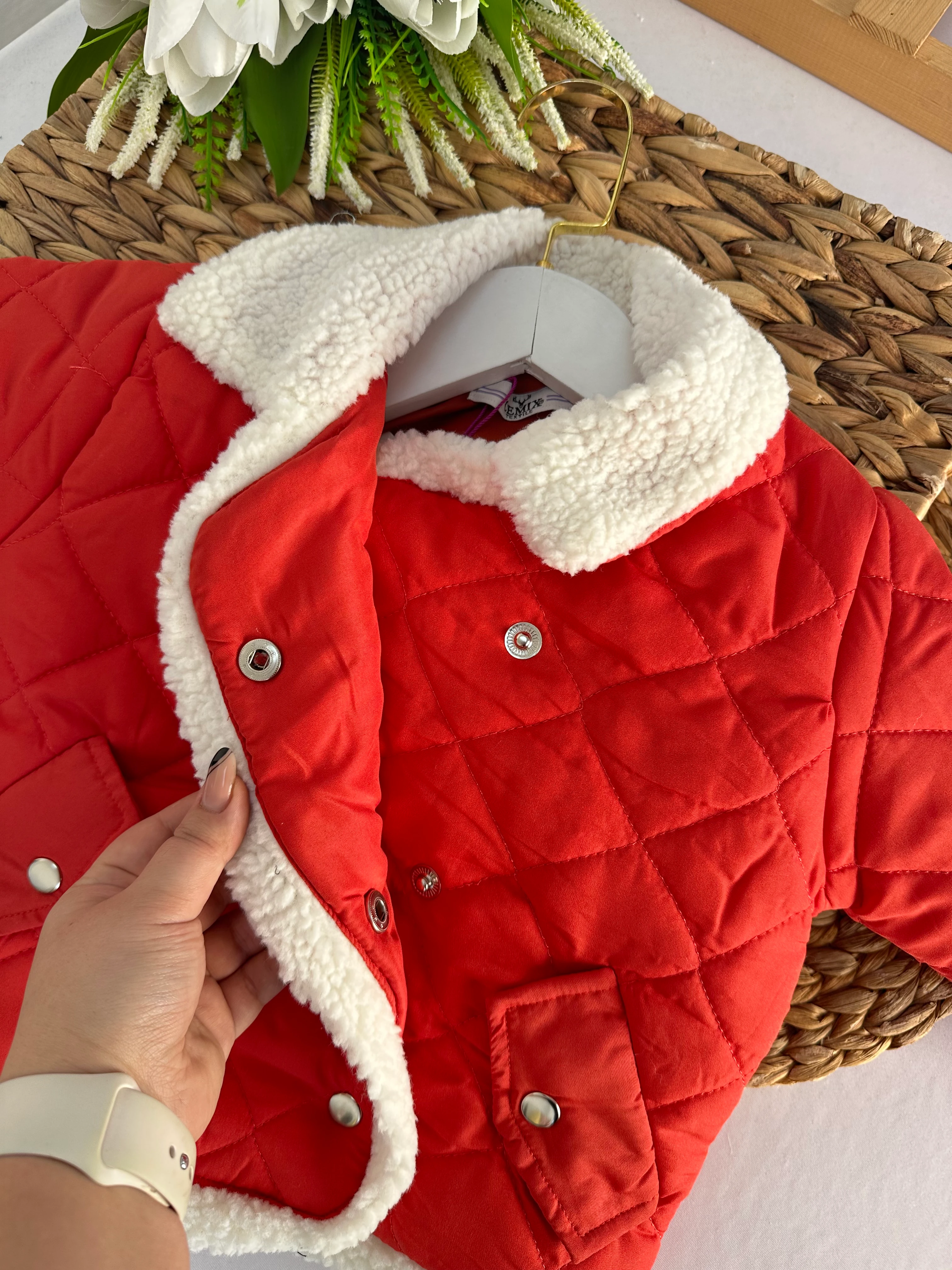 Kız Çocuk Mercan İçi Yünlü Mont