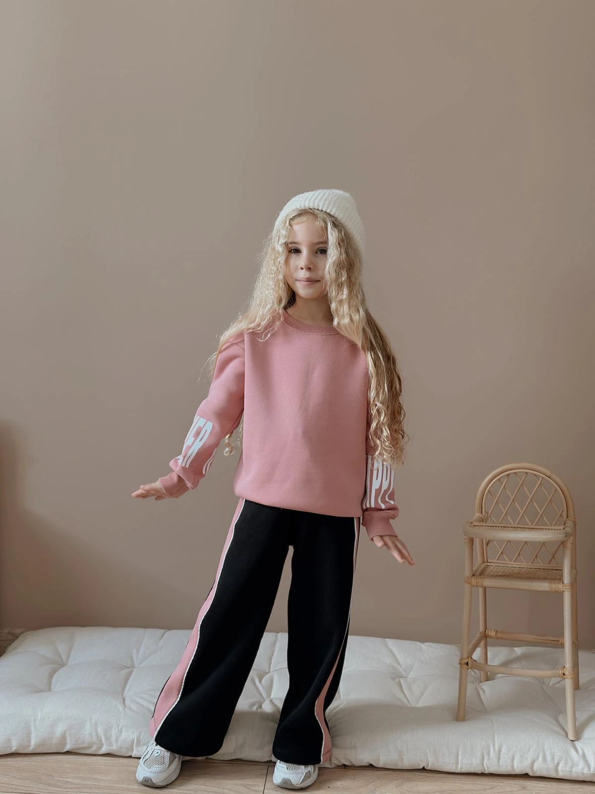 Kız Çocuk Pembe Happy Baskılı Alt-Üst Takım