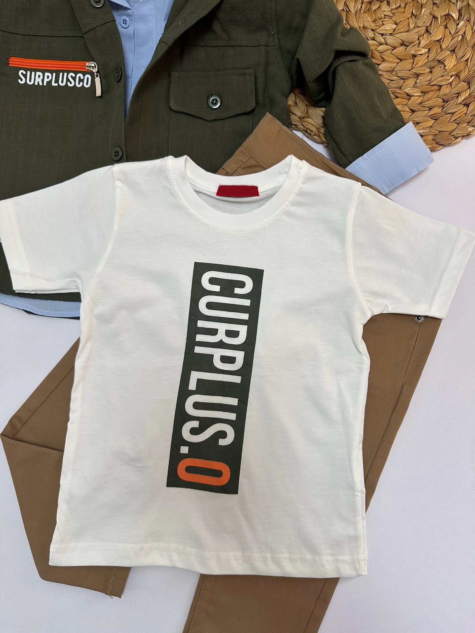 Erkek Çocuk Haki Ceket Kot Pantolon CurPlus 4'lü Takım