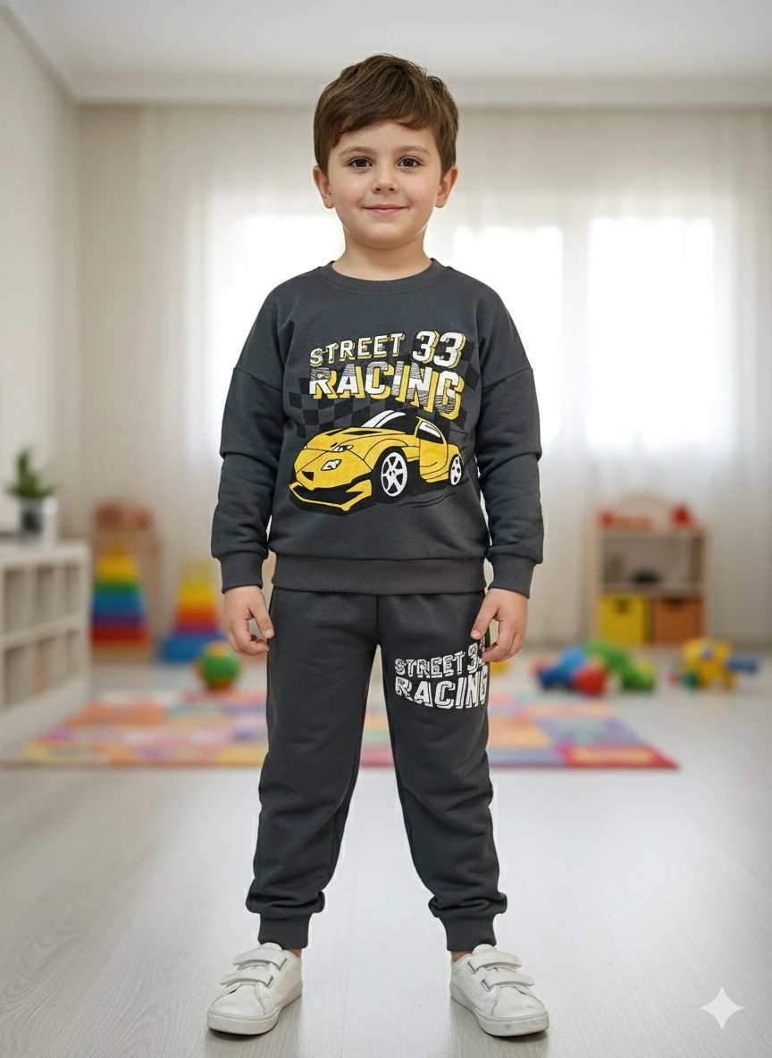 Erkek Çocuk Antrasit Street Baskılı Takım