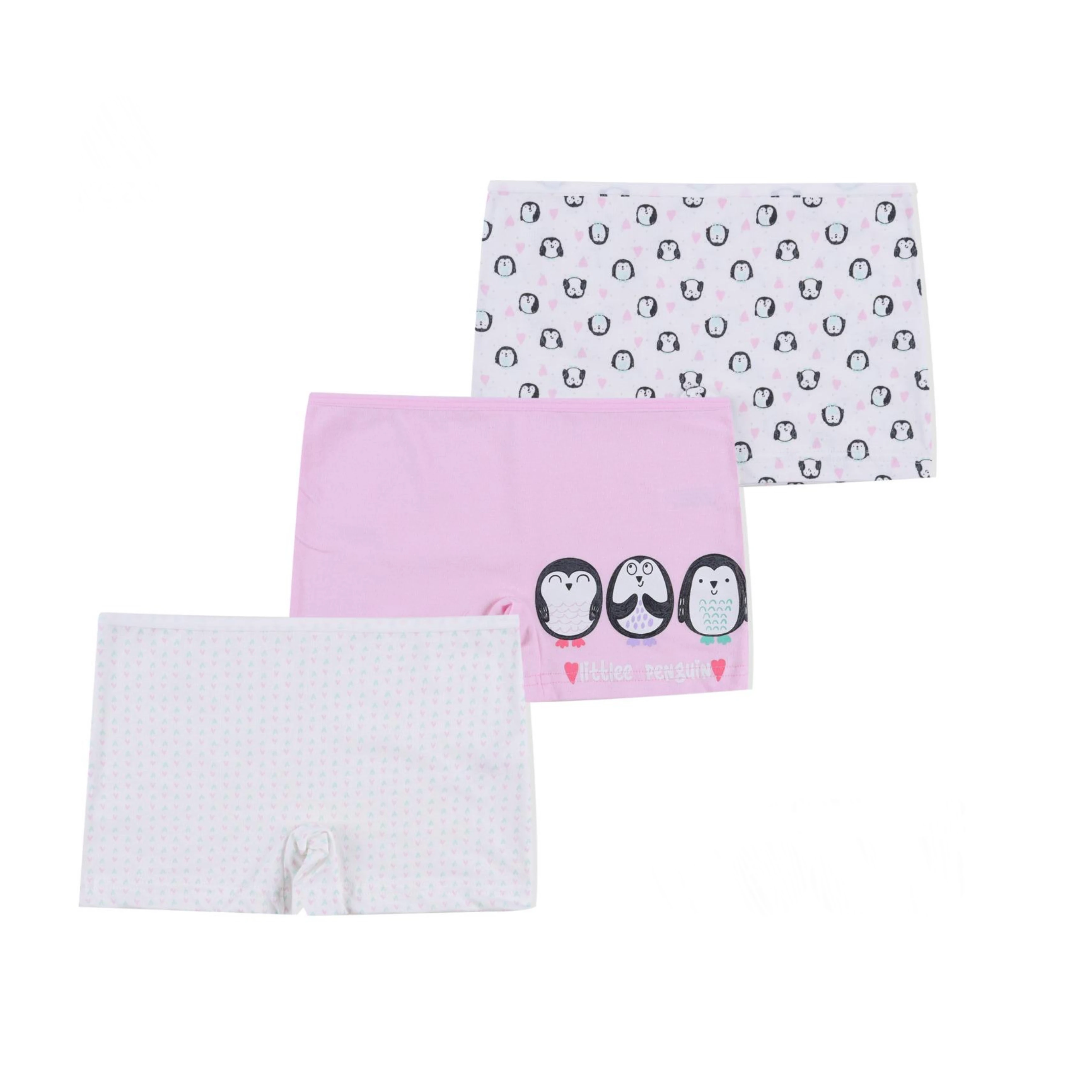 Kız Çocuk Pembe Penguenli 3’lü Boxer Set
