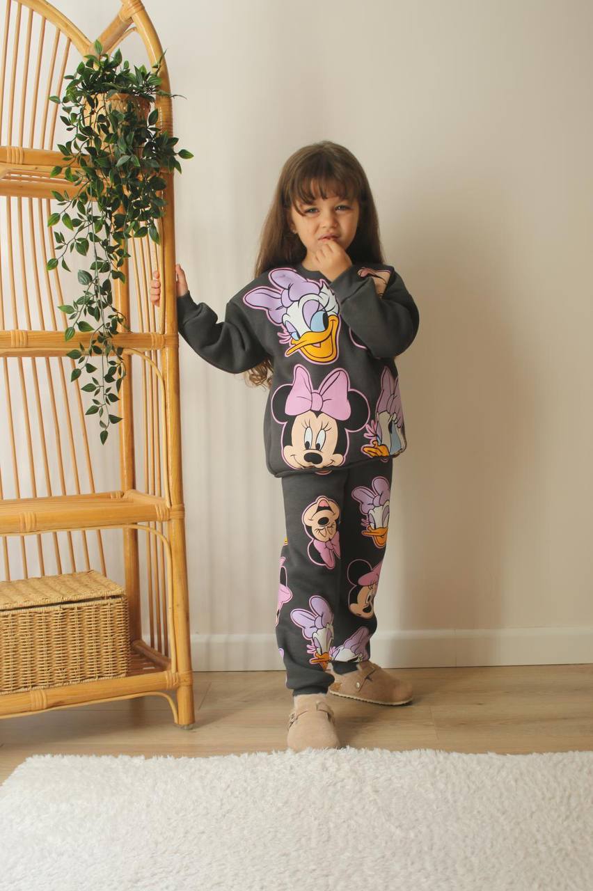 Kız Çocuk Antrasit Minnie Daisy Alt-Üst Takım