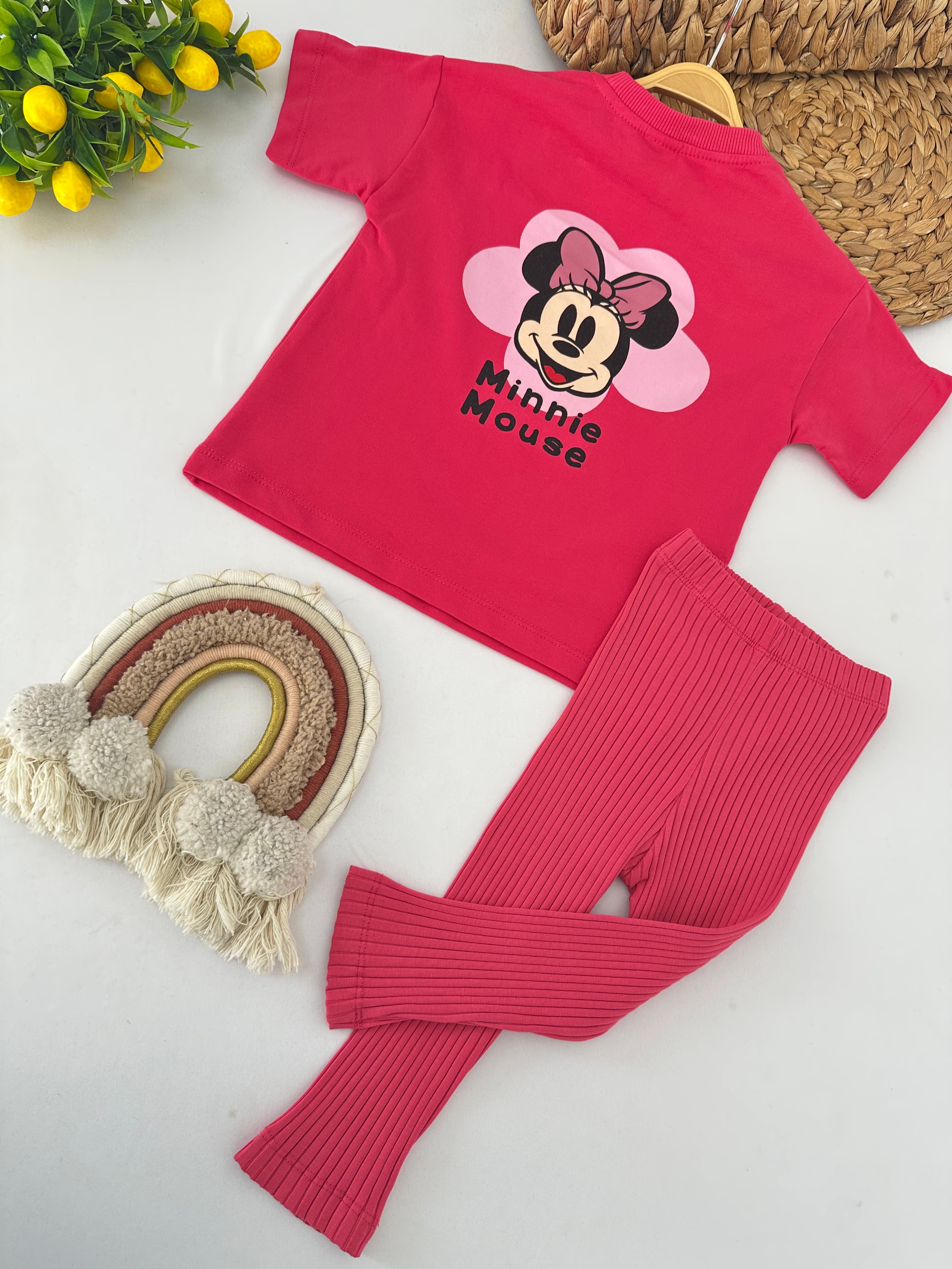 Kız Çocuk Fuşya Taytlı Minnie Takım