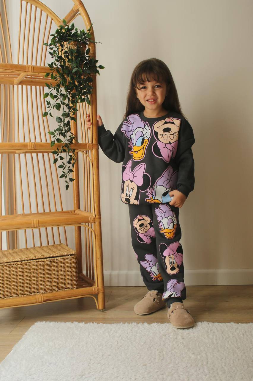 Kız Çocuk Antrasit Minnie Daisy Alt-Üst Takım