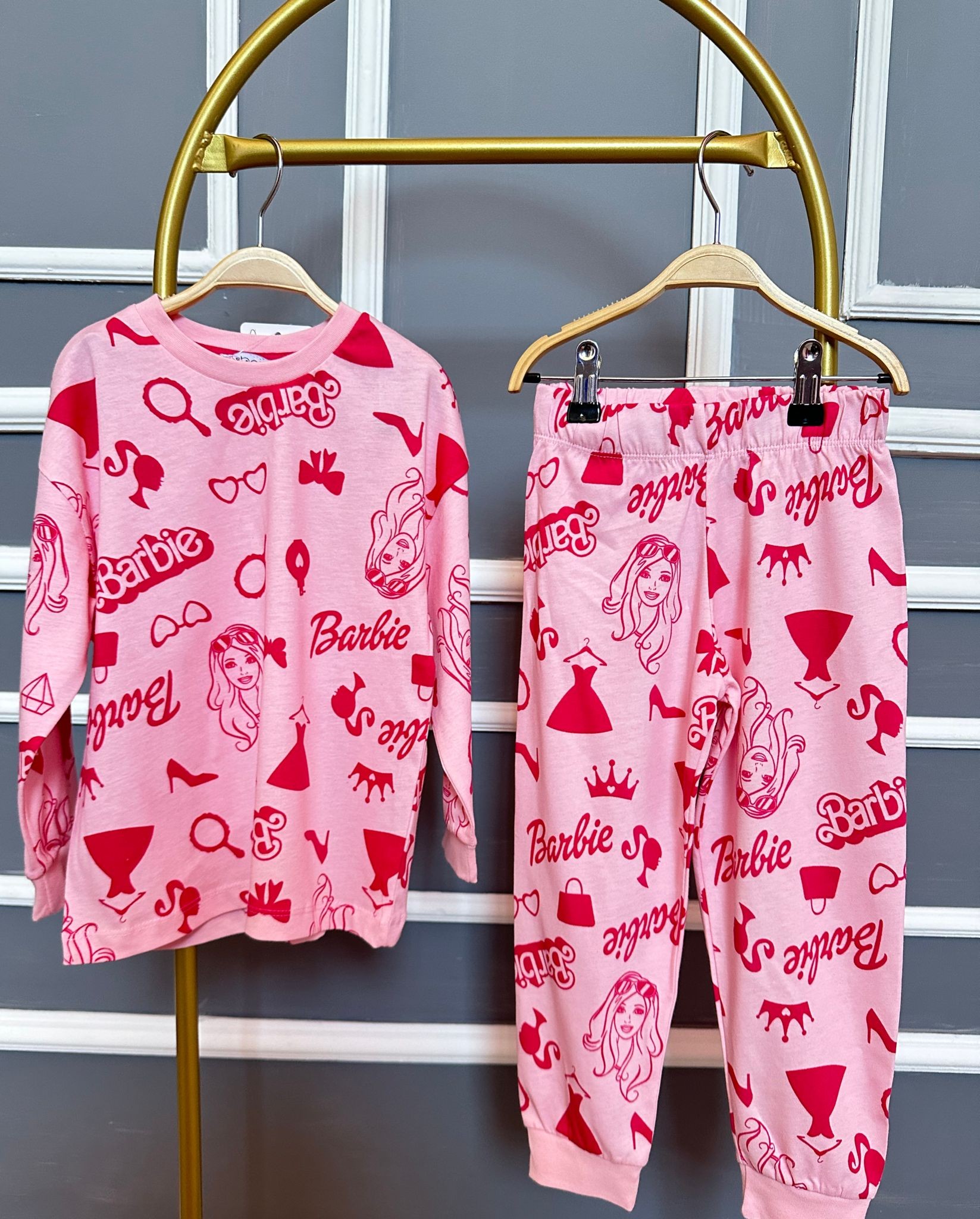 Barbie Pembe Kız Çocuk Pijama Takım