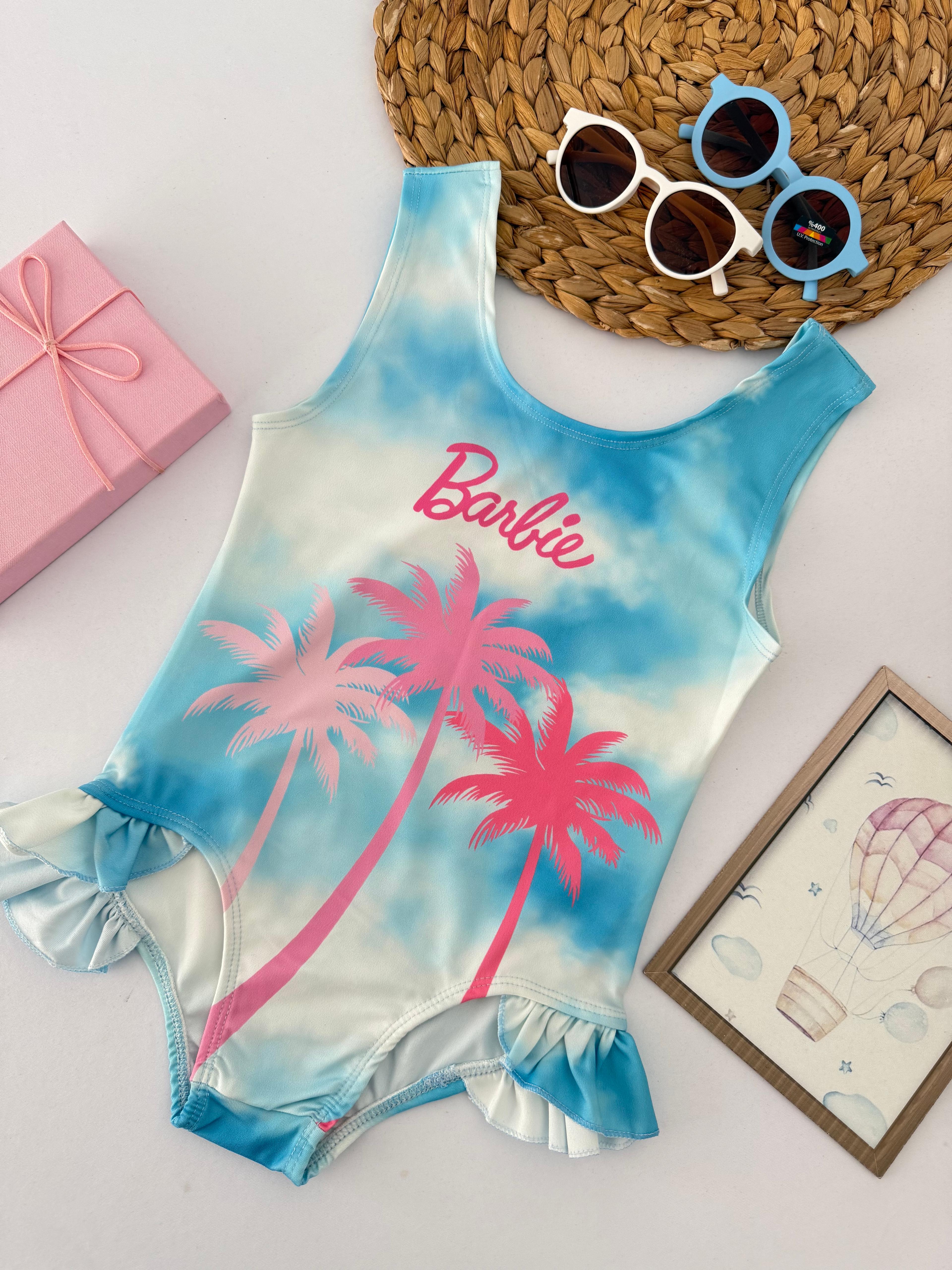 Kız Çocuk Mavi Barbie Mayo