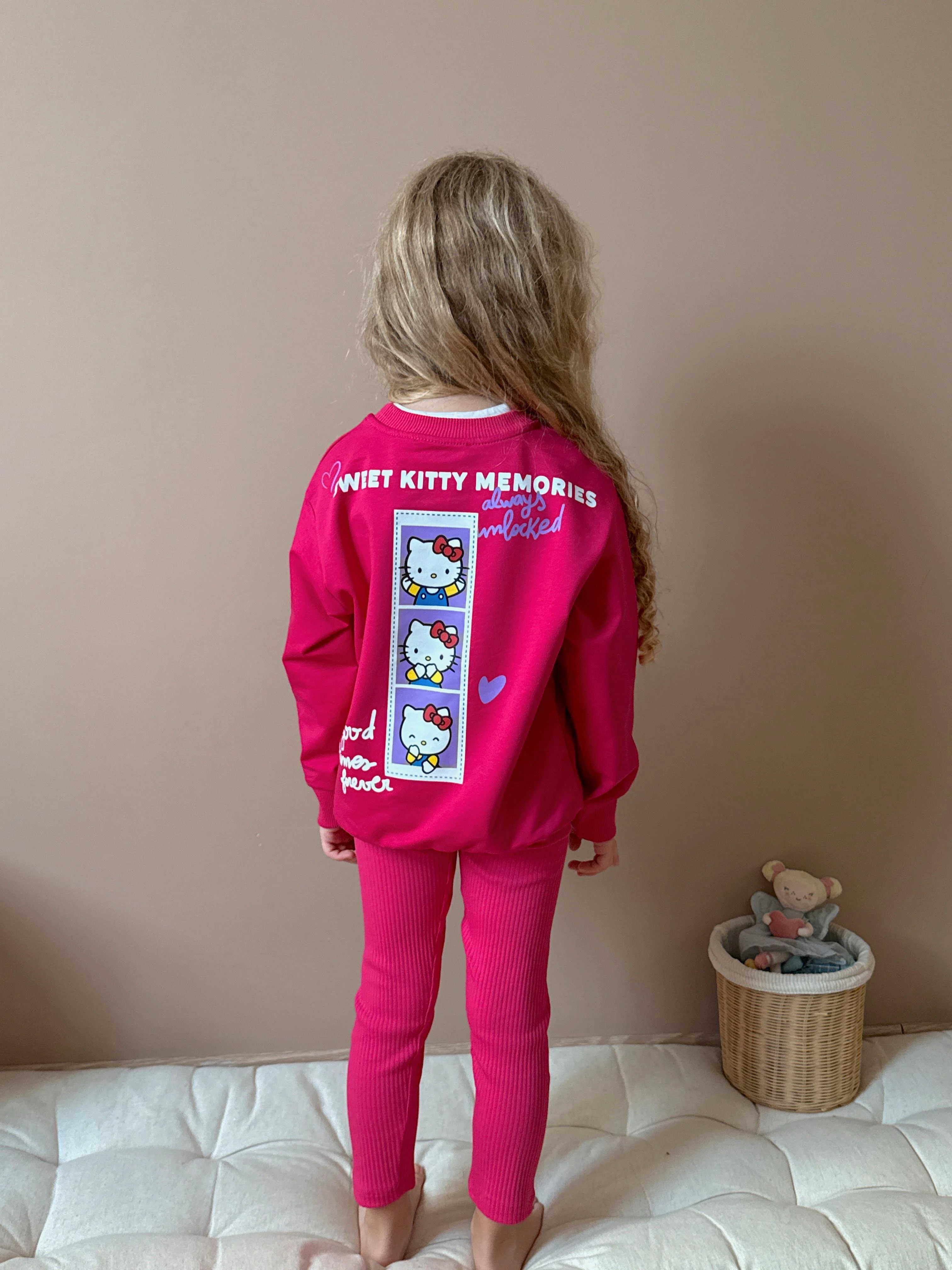 Kız Çocuk Fuşya Hello Kitty Taytlı Takım