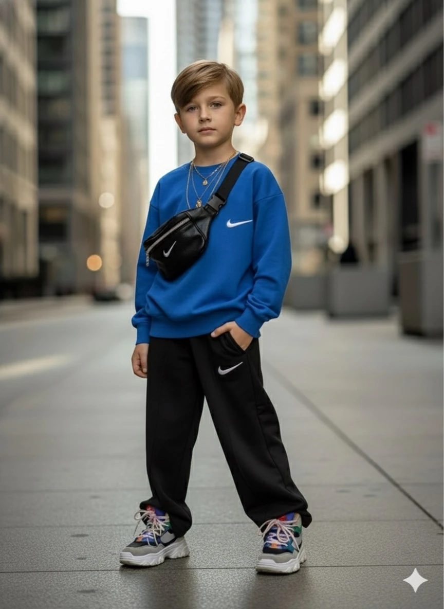  Çocuk Spor Baskılı Mavi Takım