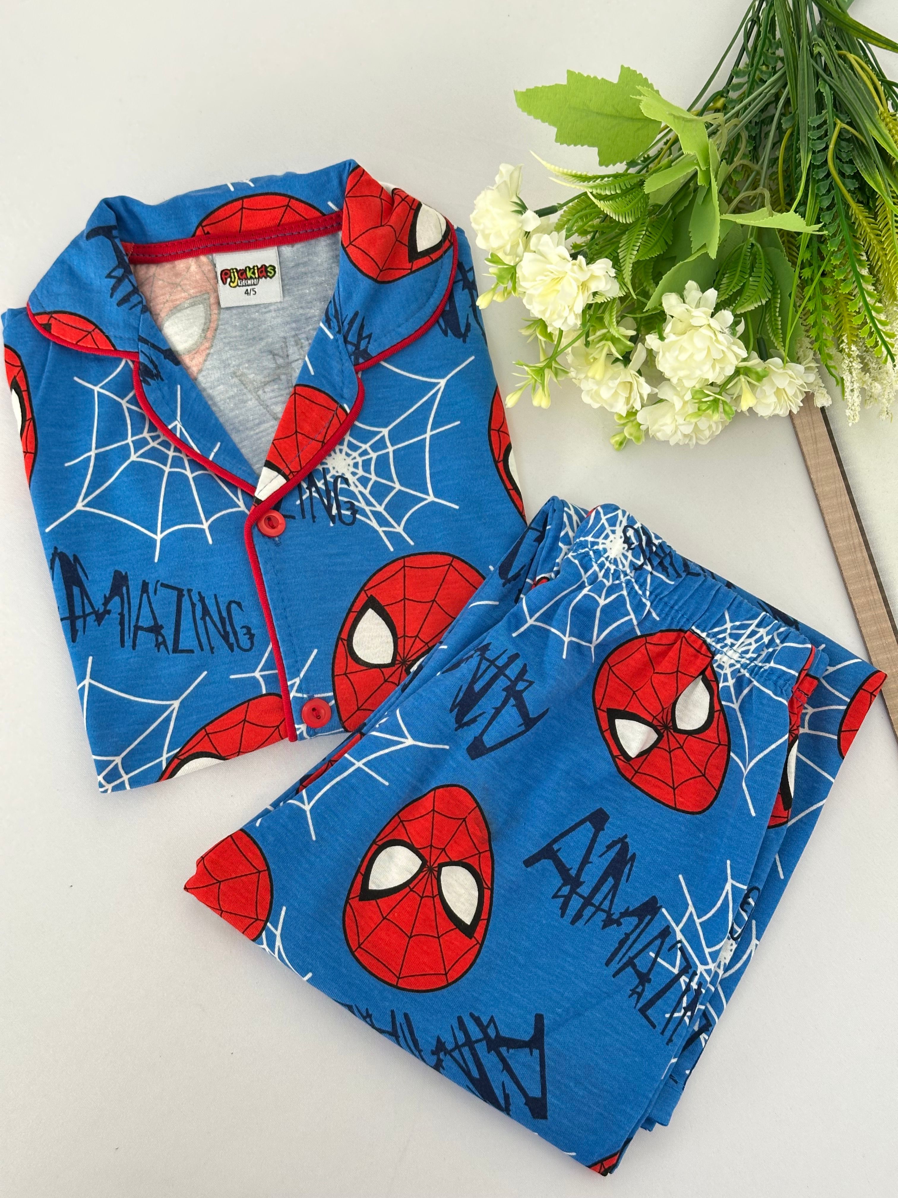 Erkek Çocuk Mavi Spiderman Pijama Takımı