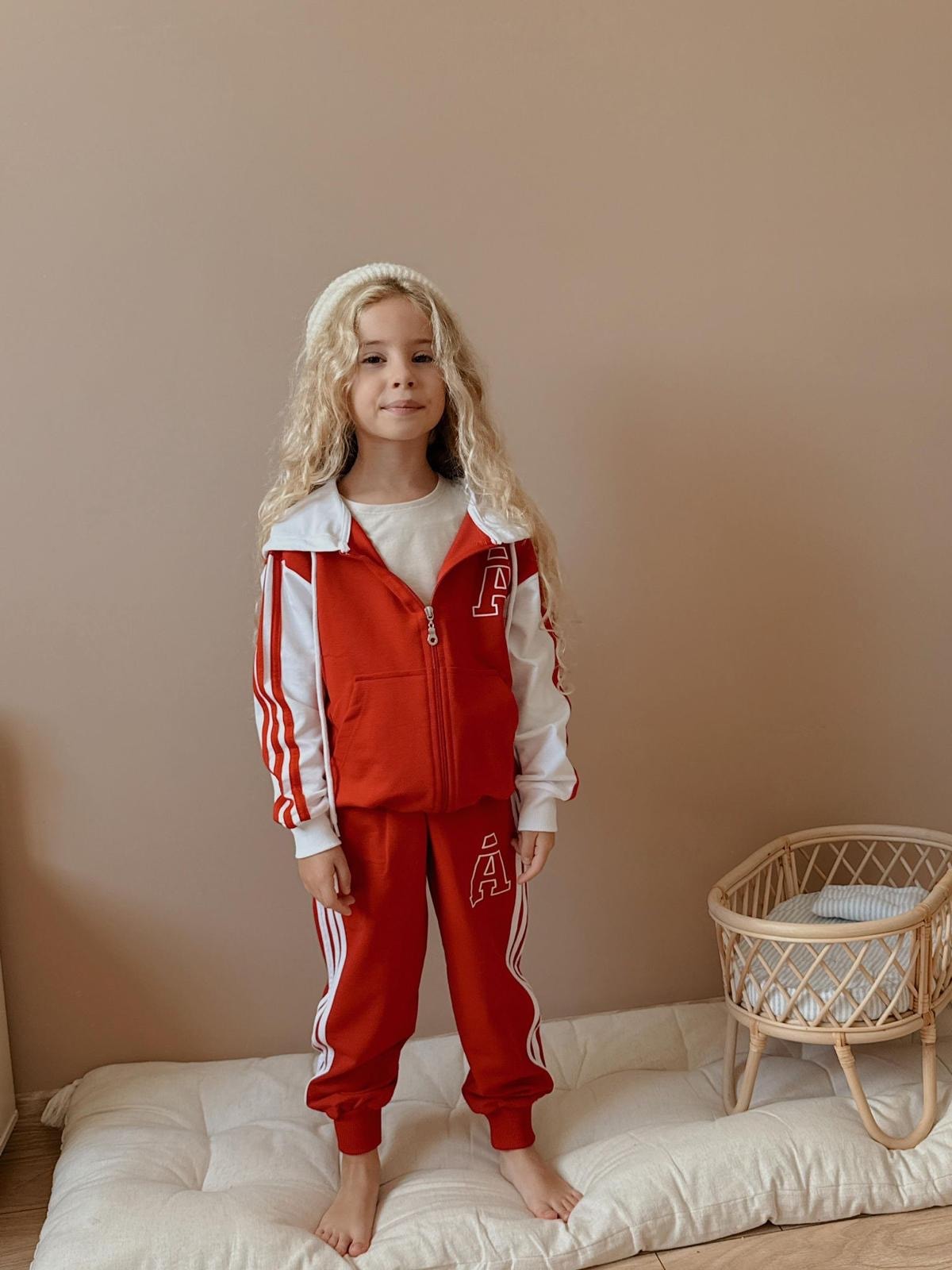Kız Çocuk Kırmızı A Harf Desenli 2'li Takım