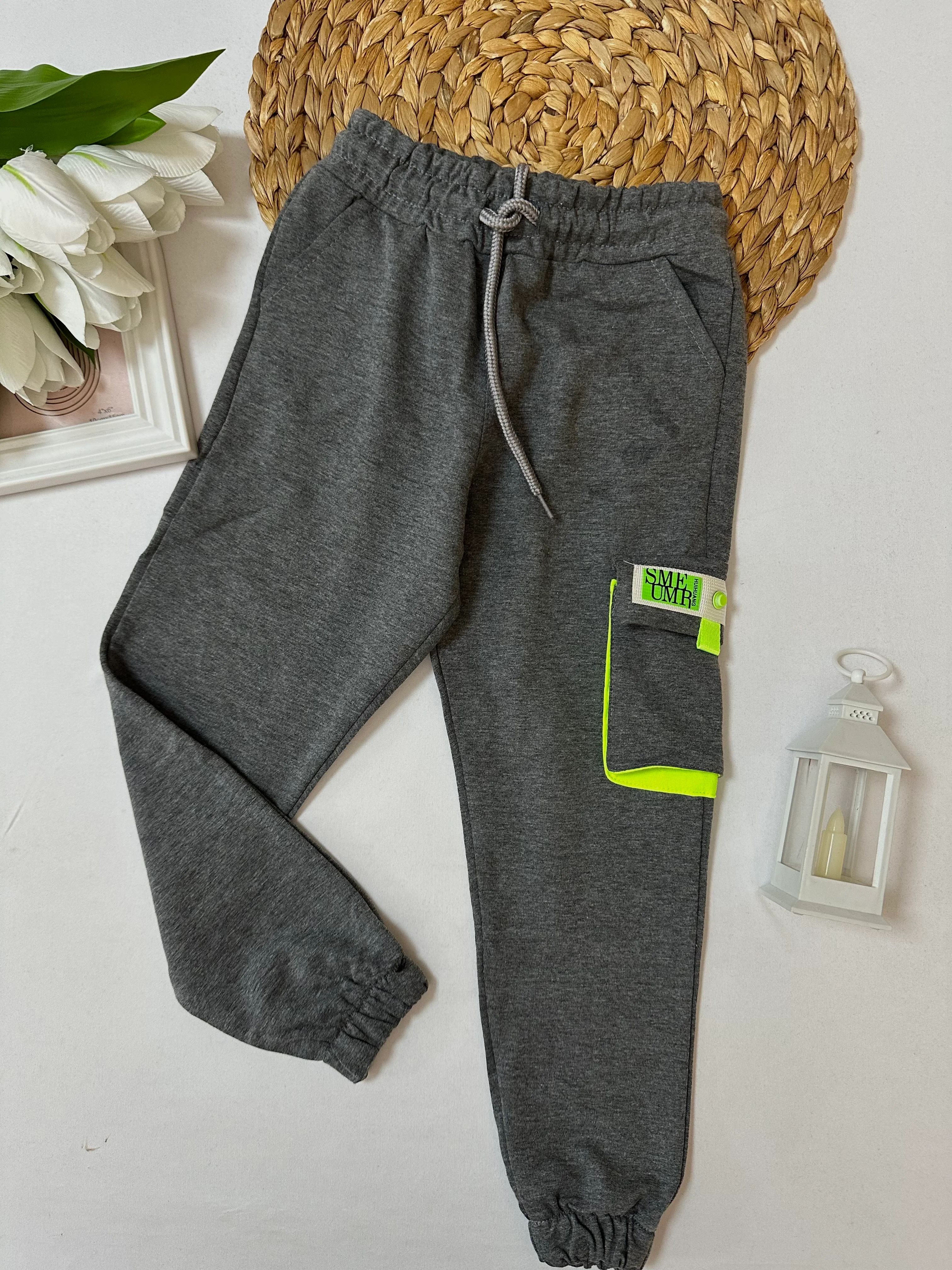 Anrtasit Neon Yeşil Kargo Cepli  Eşofman Altı