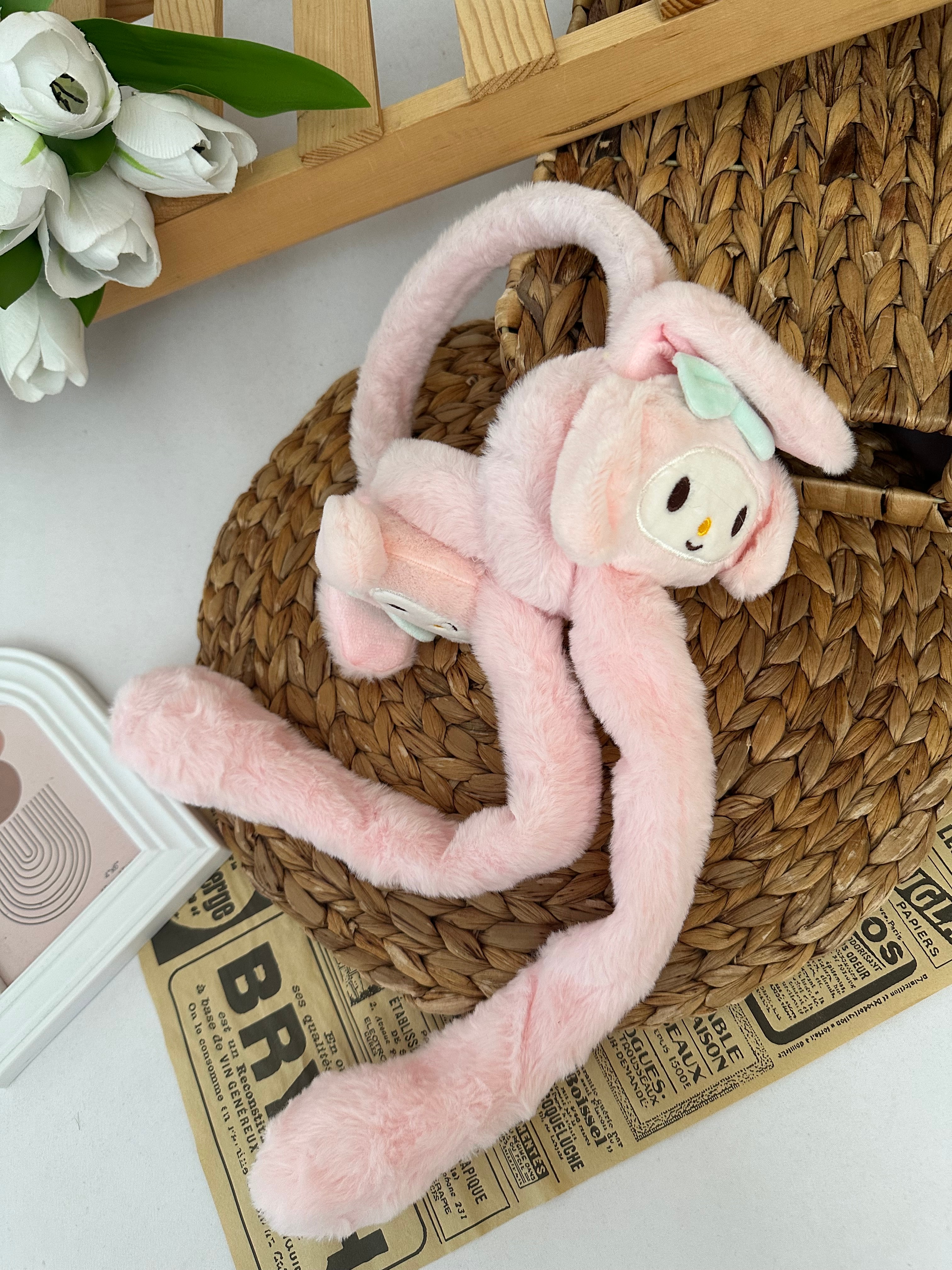 Kız Çocuk Pembe Melody  Hareketli Peluş Kulaklık
