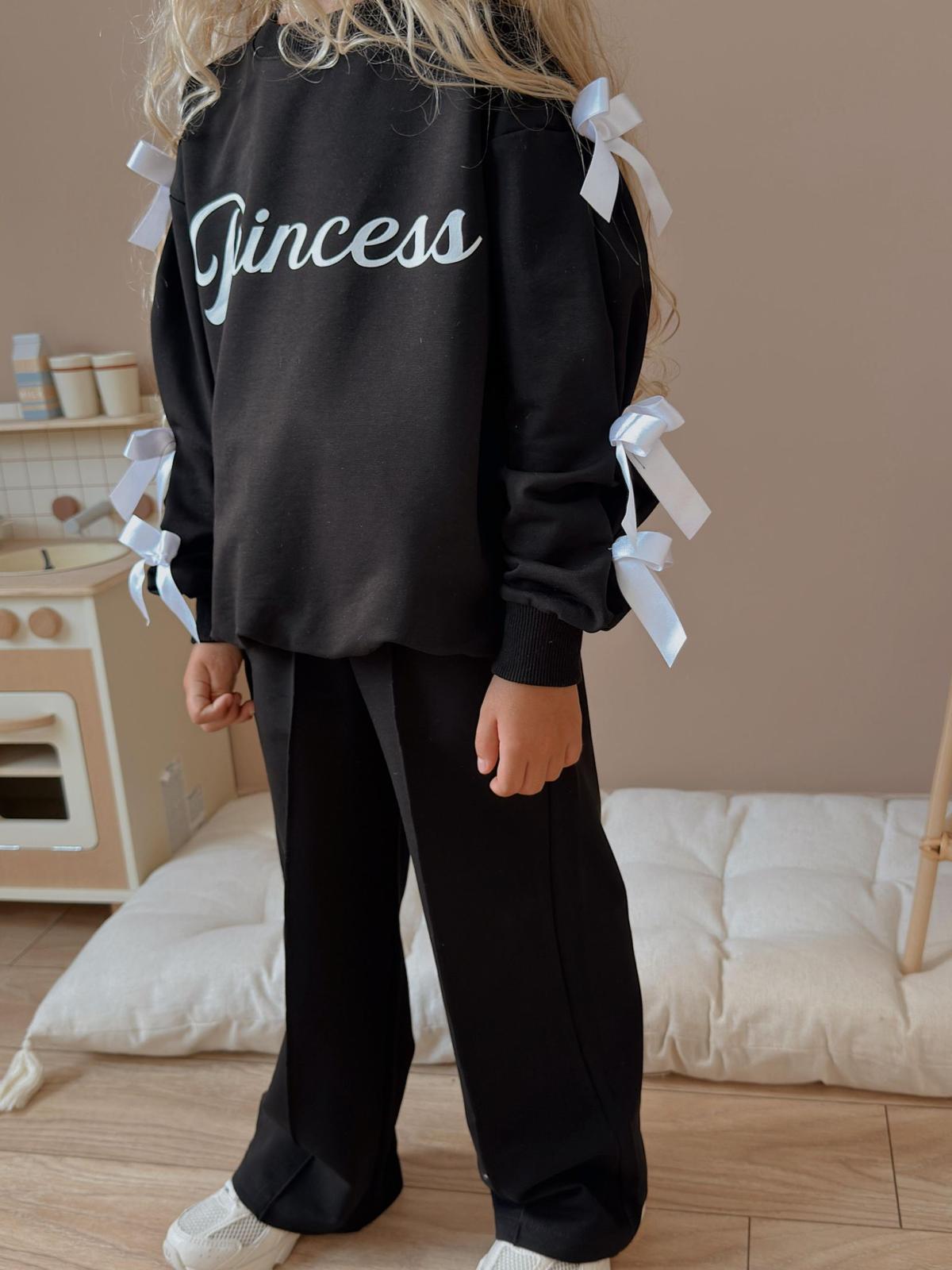 Kız Çocuk Siyah Princess Fiyonklu Takım