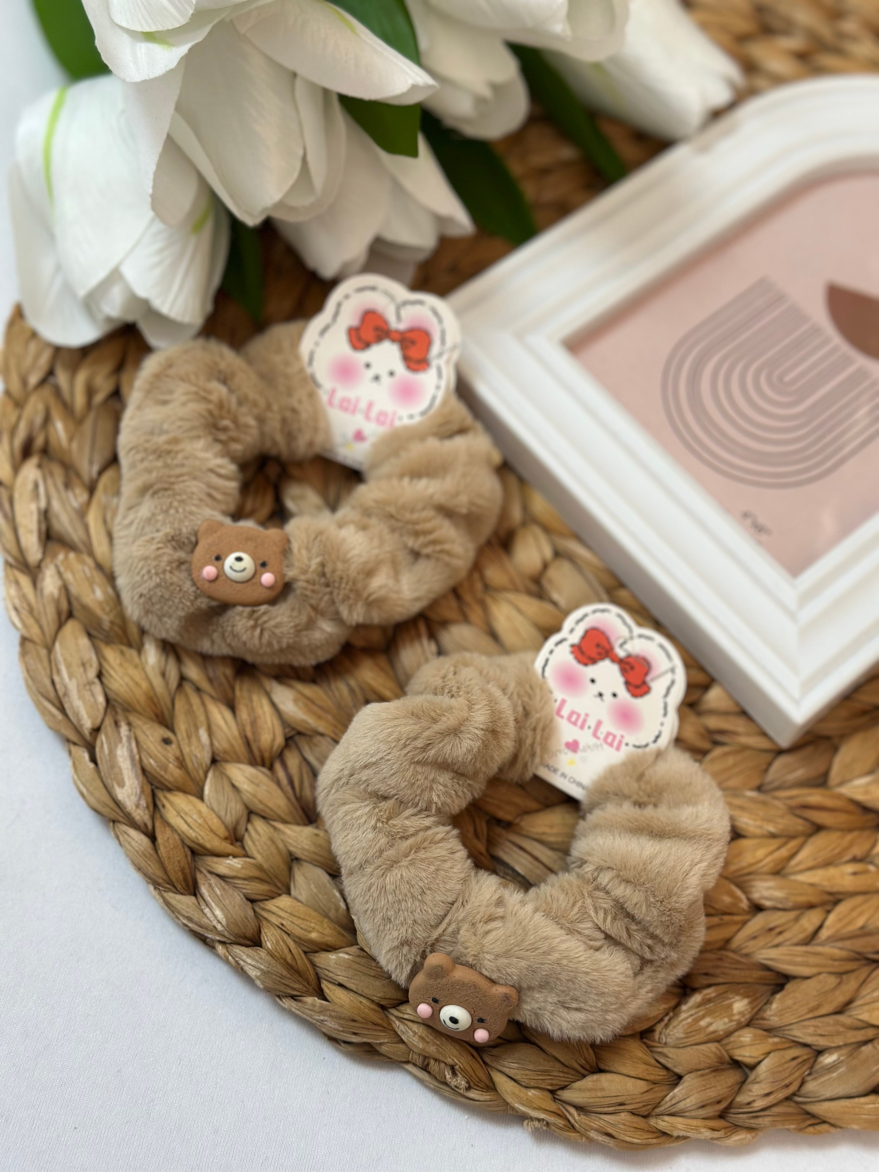 Kahverengi Ayıcık Peluş 2'li Lastik Toka