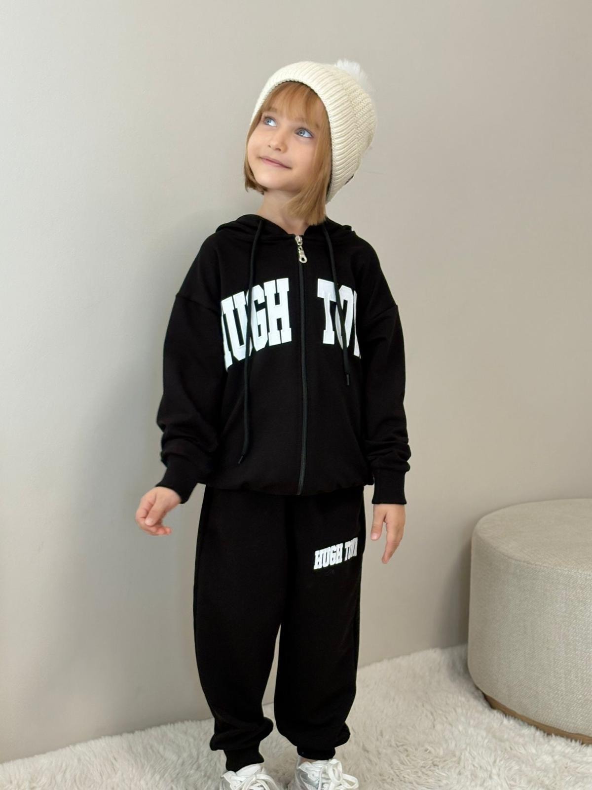 Kız Çocuk Siyah Hugo Town 2'li Takım