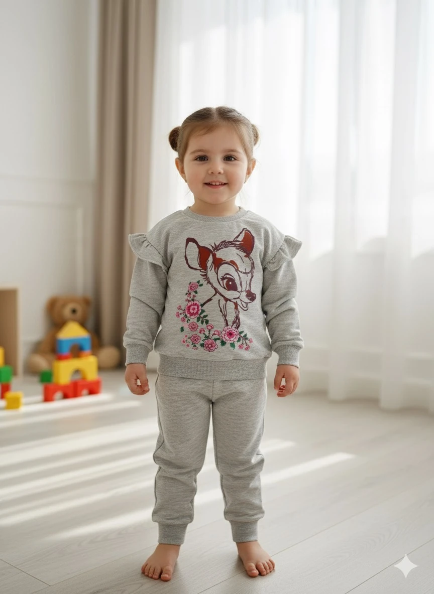Kız Çocuk Gri Bambi Takım 