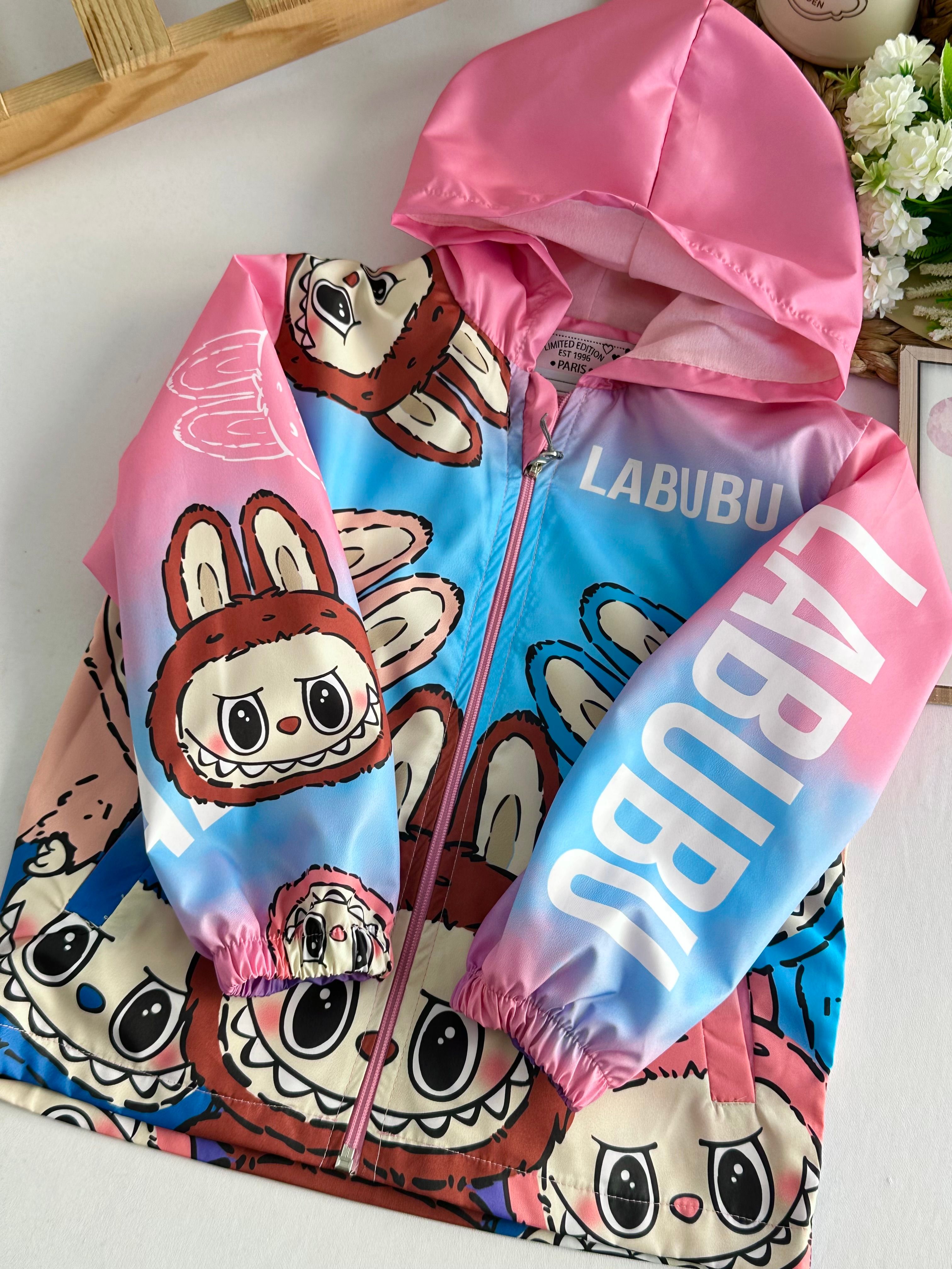 Kız Çocuk Pembe Labubu Yağmurluk