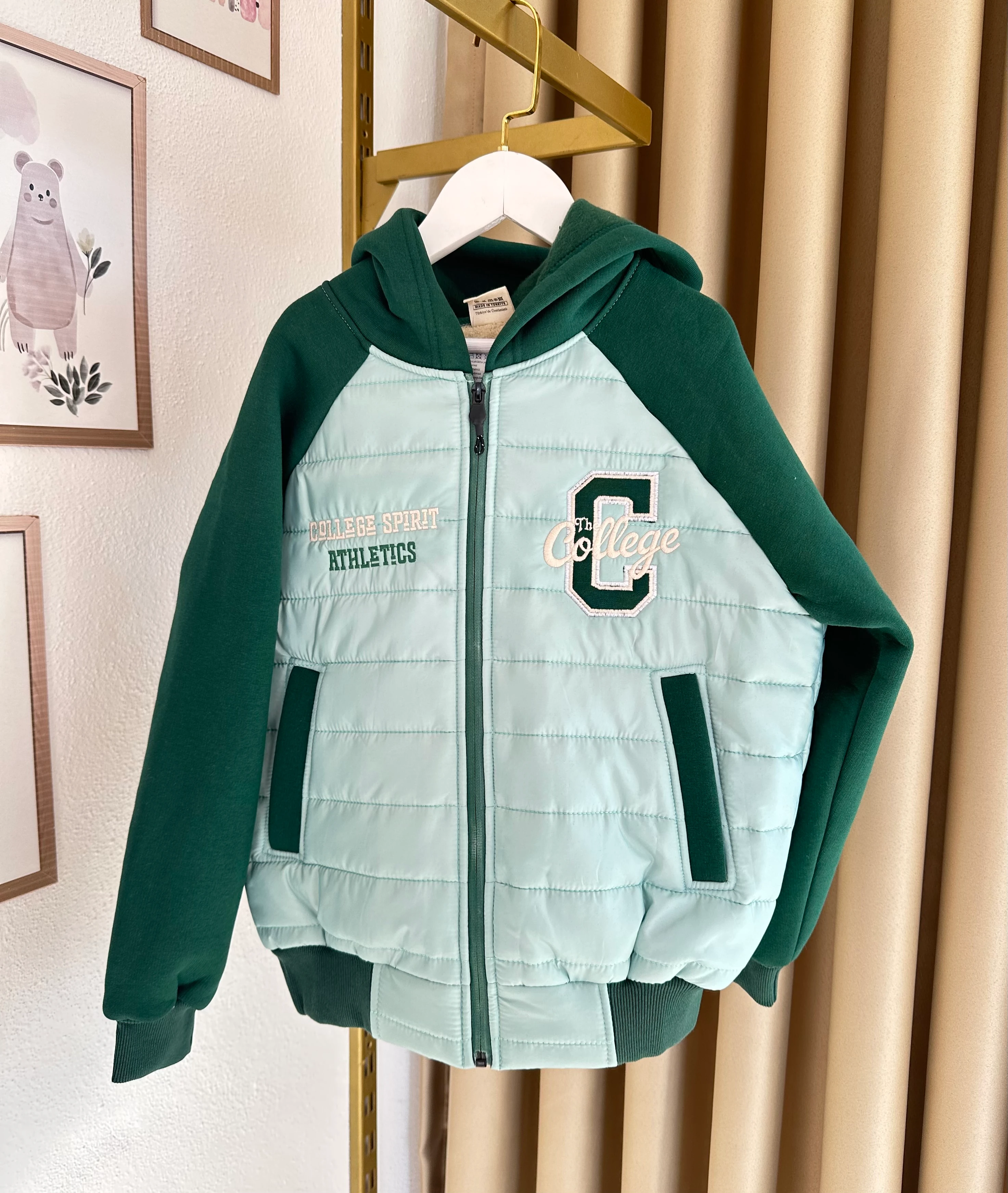 Kız Çocuk Turkuaz Yeşil Şişme Mont Ceket