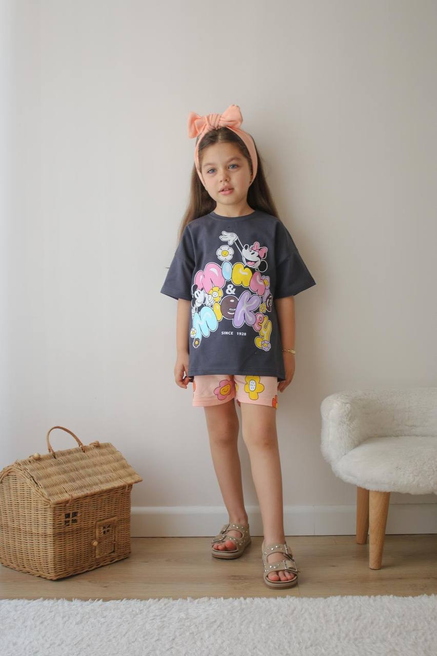 Kız Çocuk Minnie&Mickey Şortlu Takım
