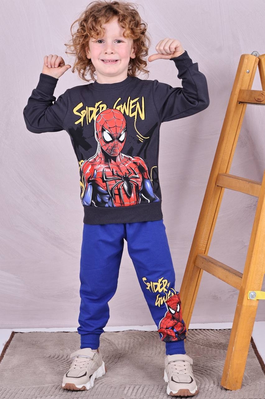 Erkek Çocuk Mavi Spiderman Baskılı 2'li Takım