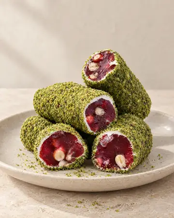 Toz Antep Fıstıklı Zerekşi Fındıklı Sarma Lokum