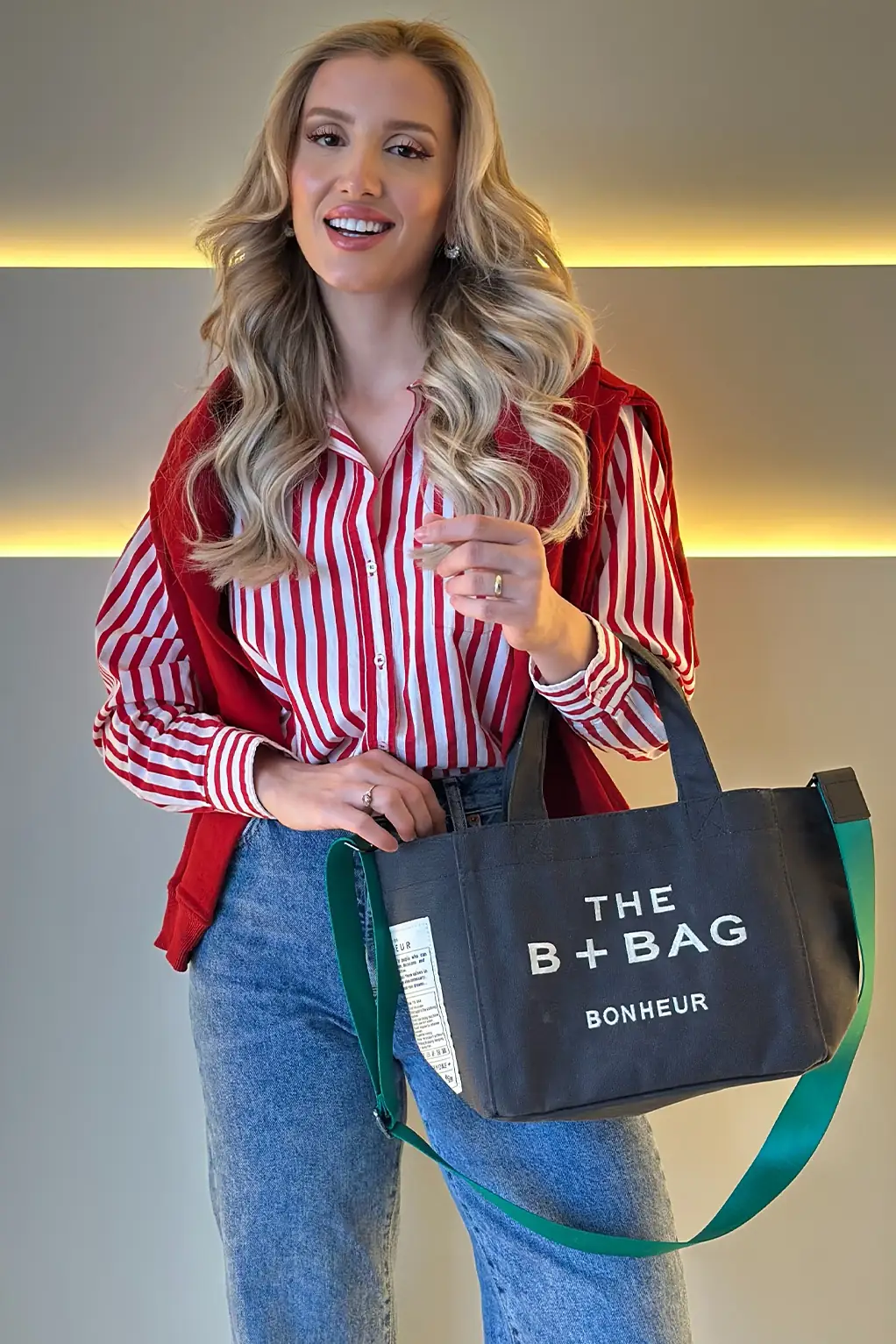 BNHR - B+Bag Mini Koyu Mavi Yeşil Askı Detay Çanta
