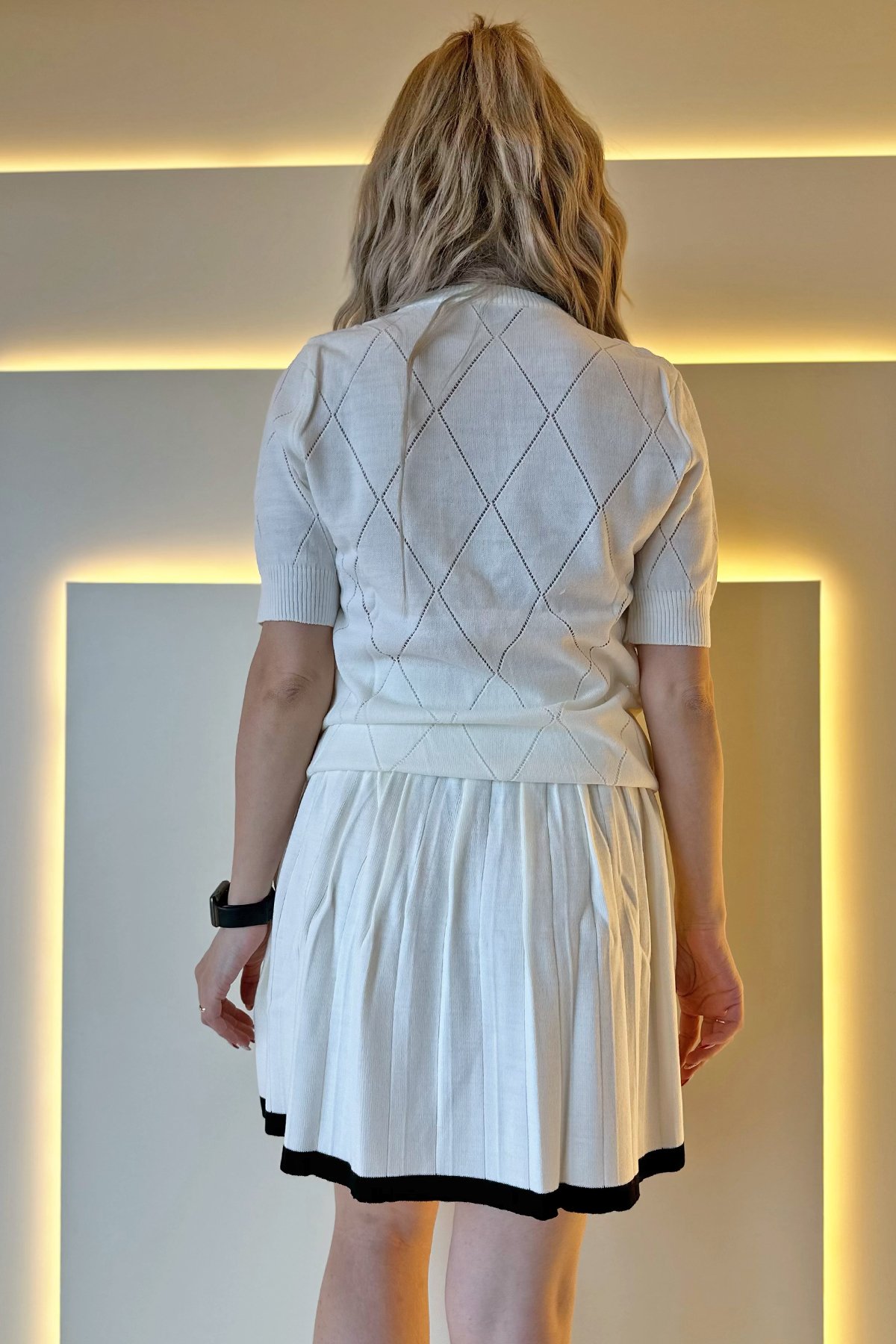 Miu Mi - Etekli Triko Takım Beyaz
