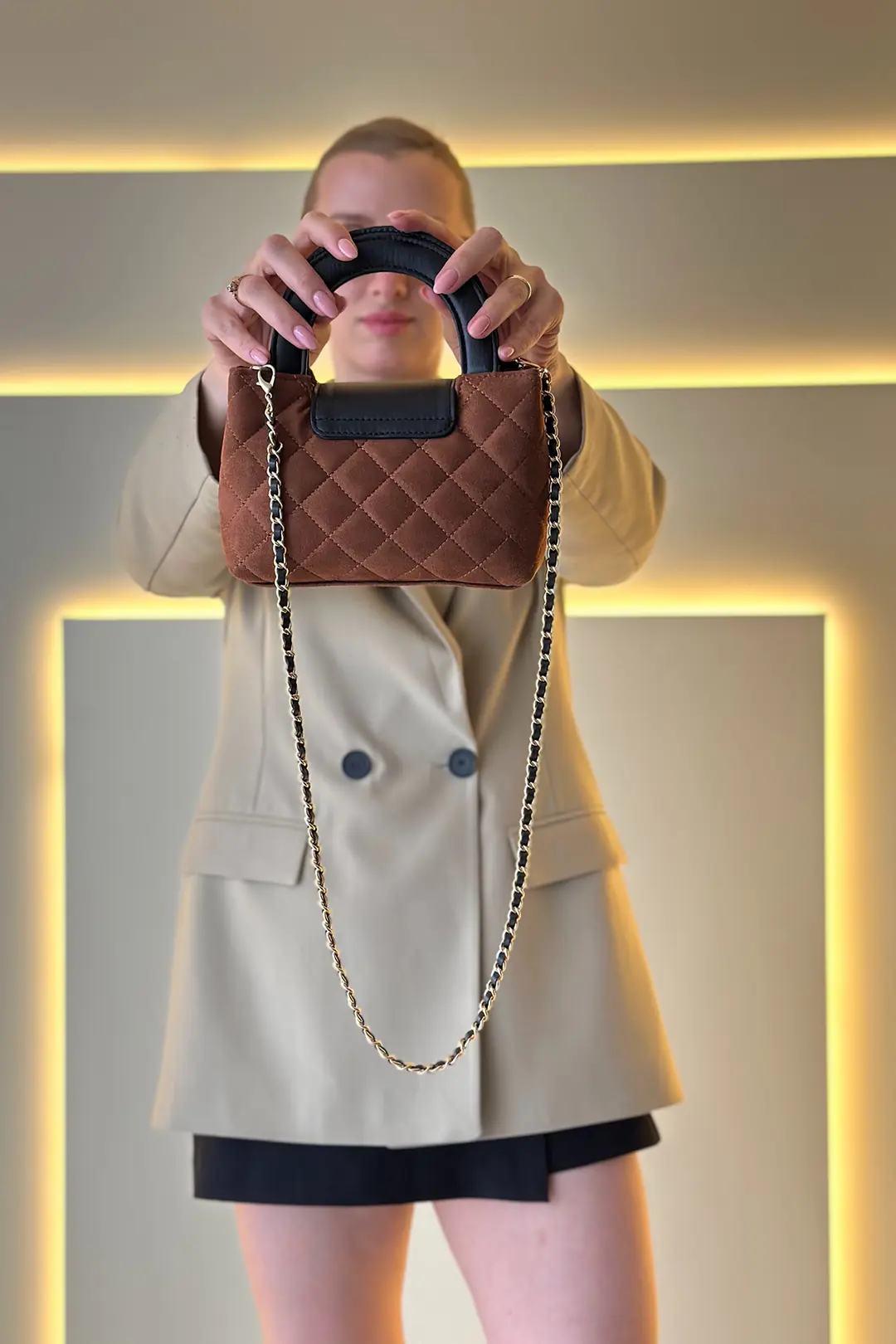 CHNL - Mini Shopping Taba Siyah Çanta