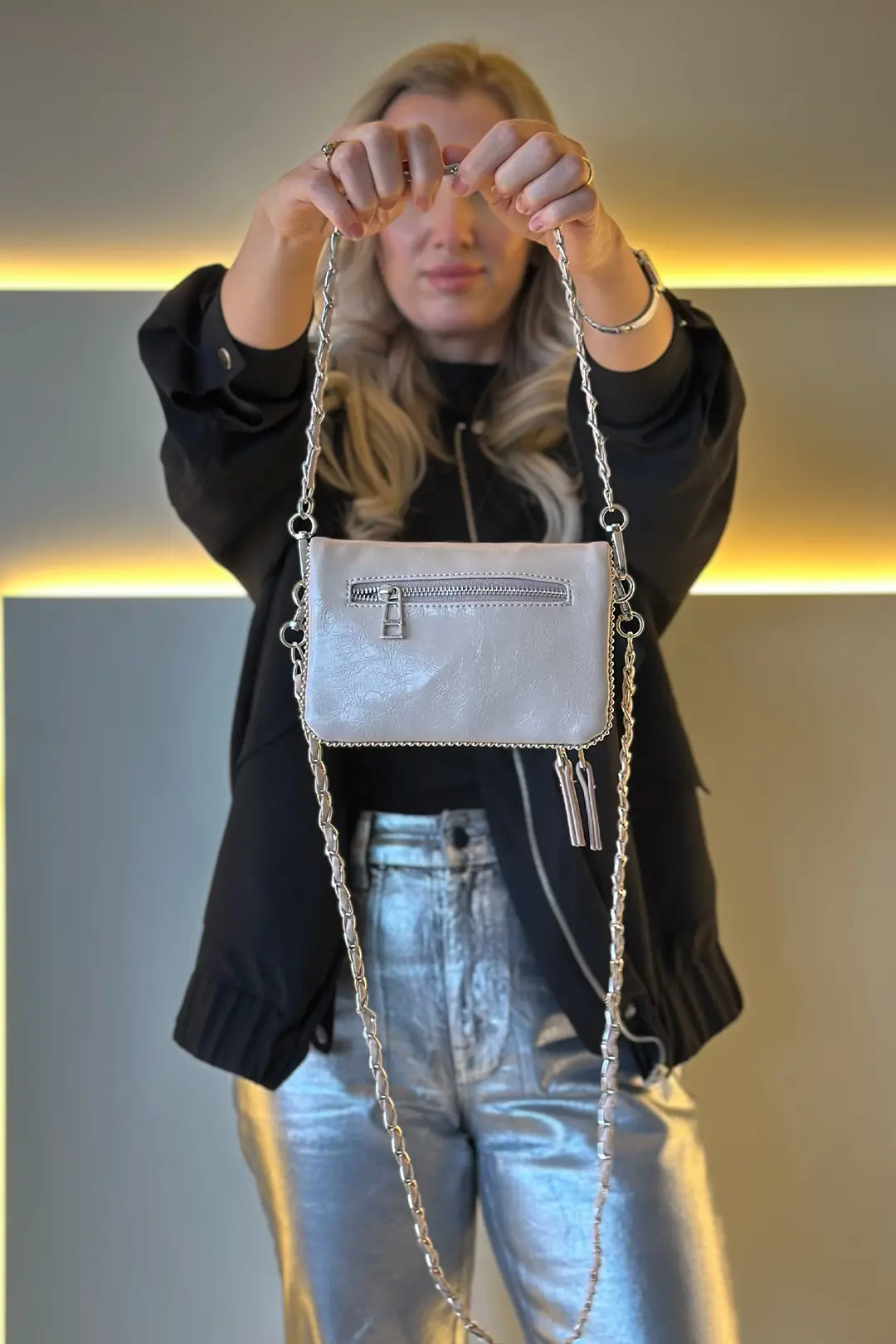 ZDG VLTR - New Rock Mini Krem Çanta