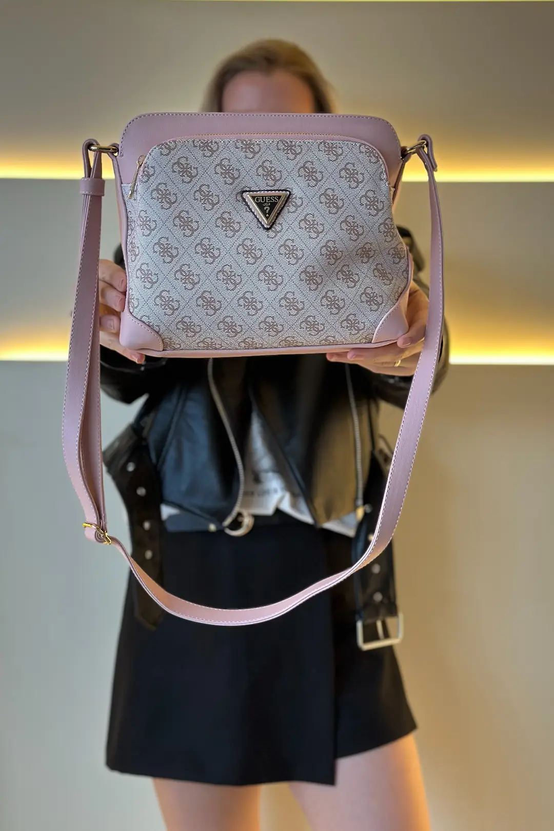 GSS - Monogram Krem Pembe Detay Çanta