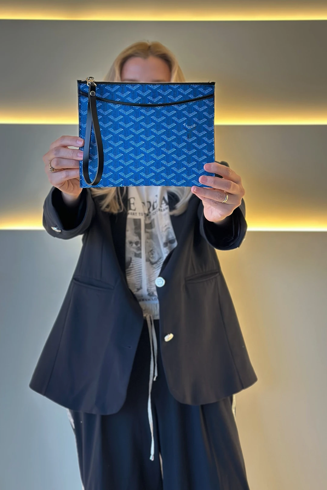 GYRD - Cep Detaylı Mavi Clutch Çanta