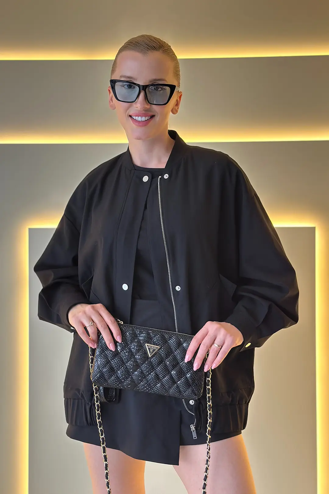 GSS - Zalina Clutch Siyah Yılan Derisi Çanta