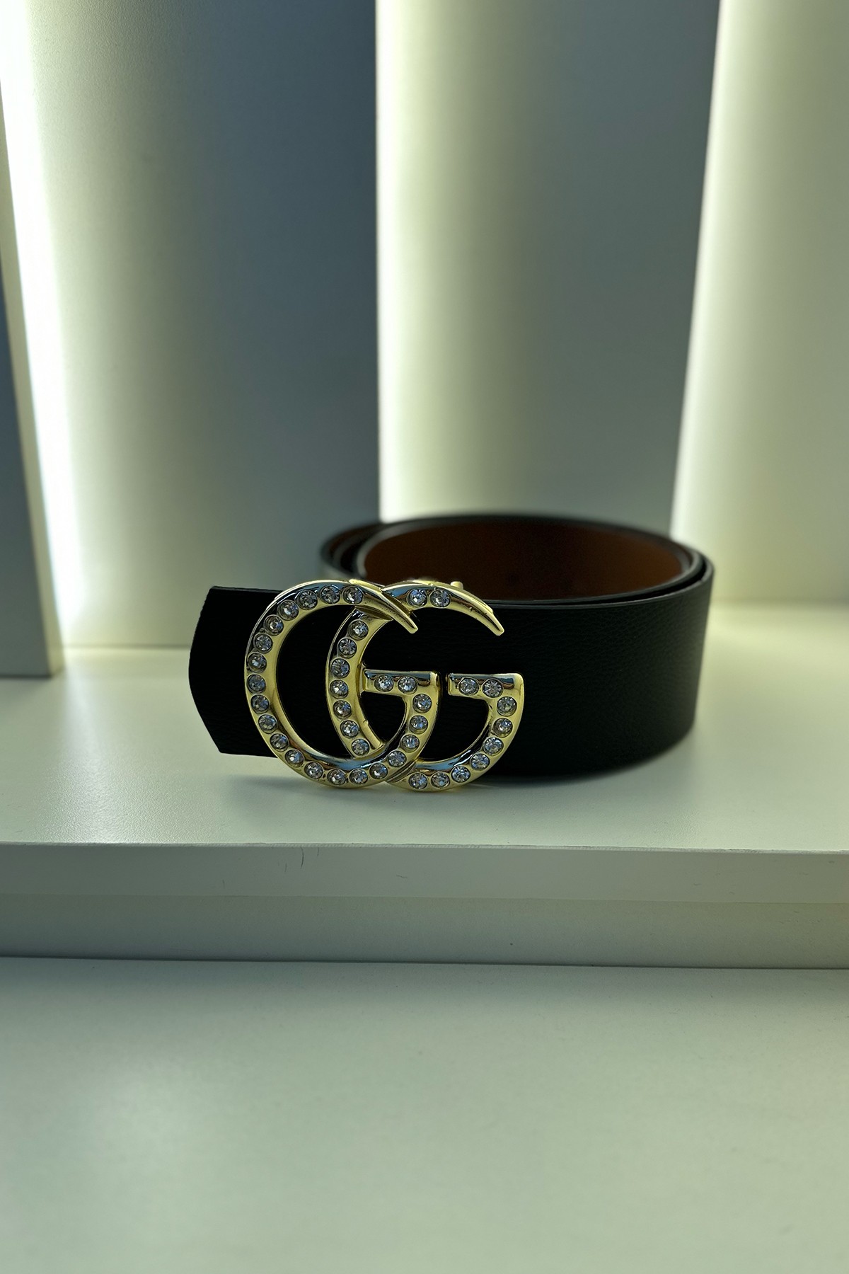 Gcc - Kalın Kemer Taşlı Gold Detay