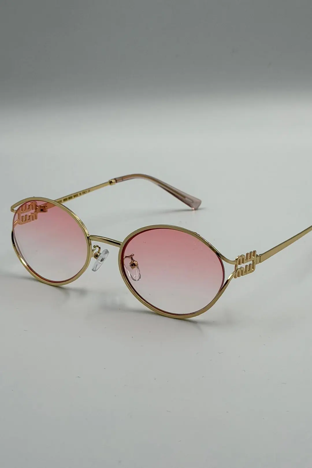 MİU Mİ - Güneş Gözlüğü Pembe Cam Gold İnce Çerçeve