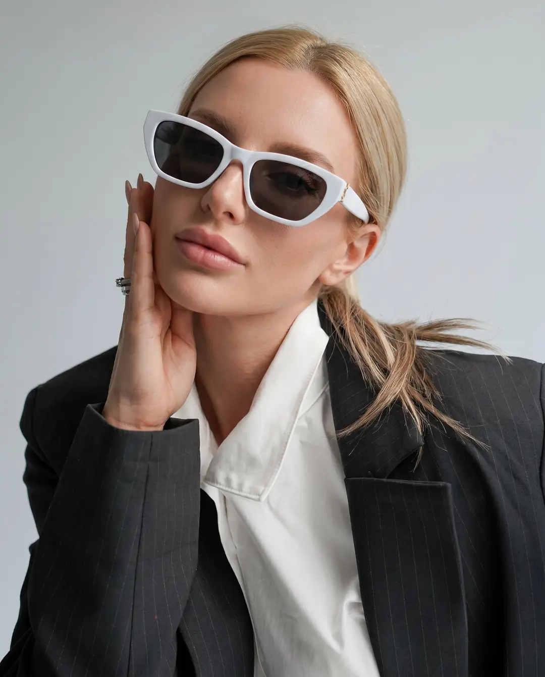 YSL - Siyah Cam Beyaz Sap Cat Eye İthal Kadın Gözlük