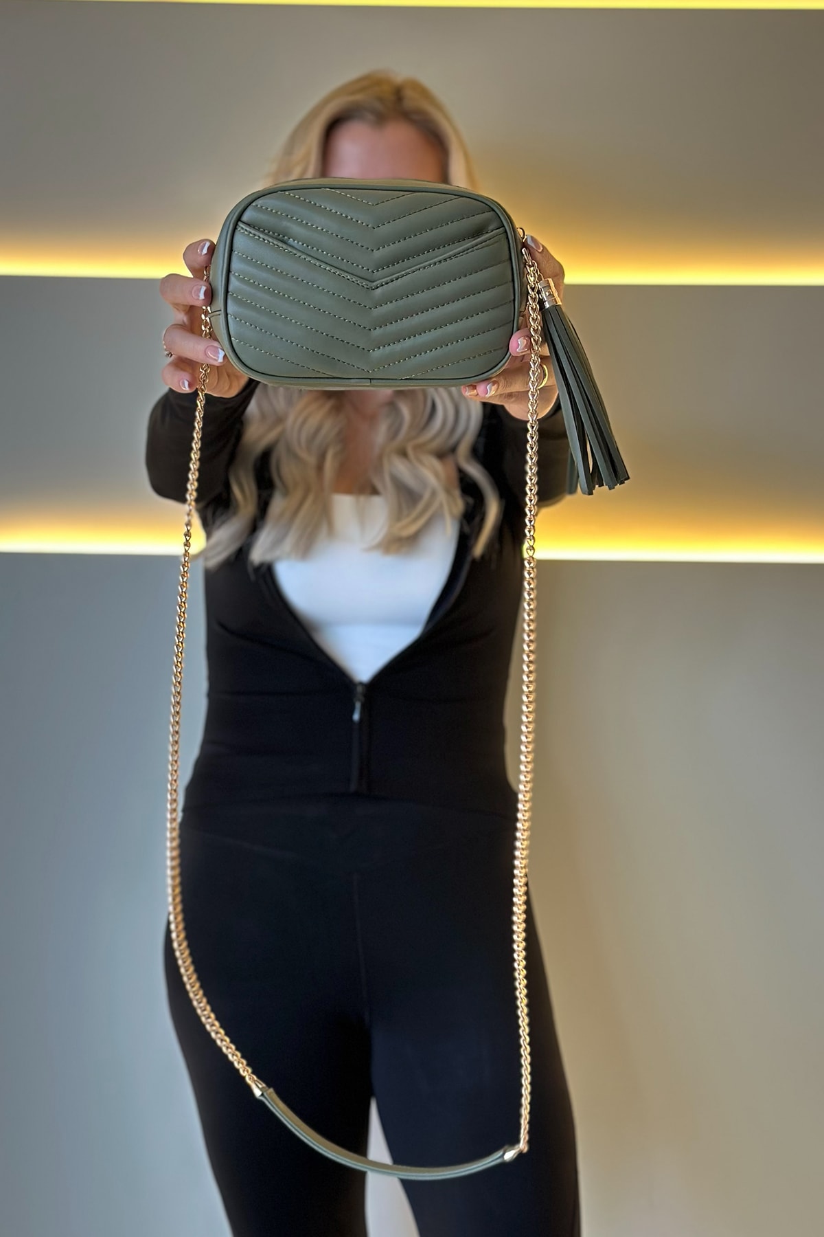 YSL - Mini Lou İn Haki Deri Çanta
