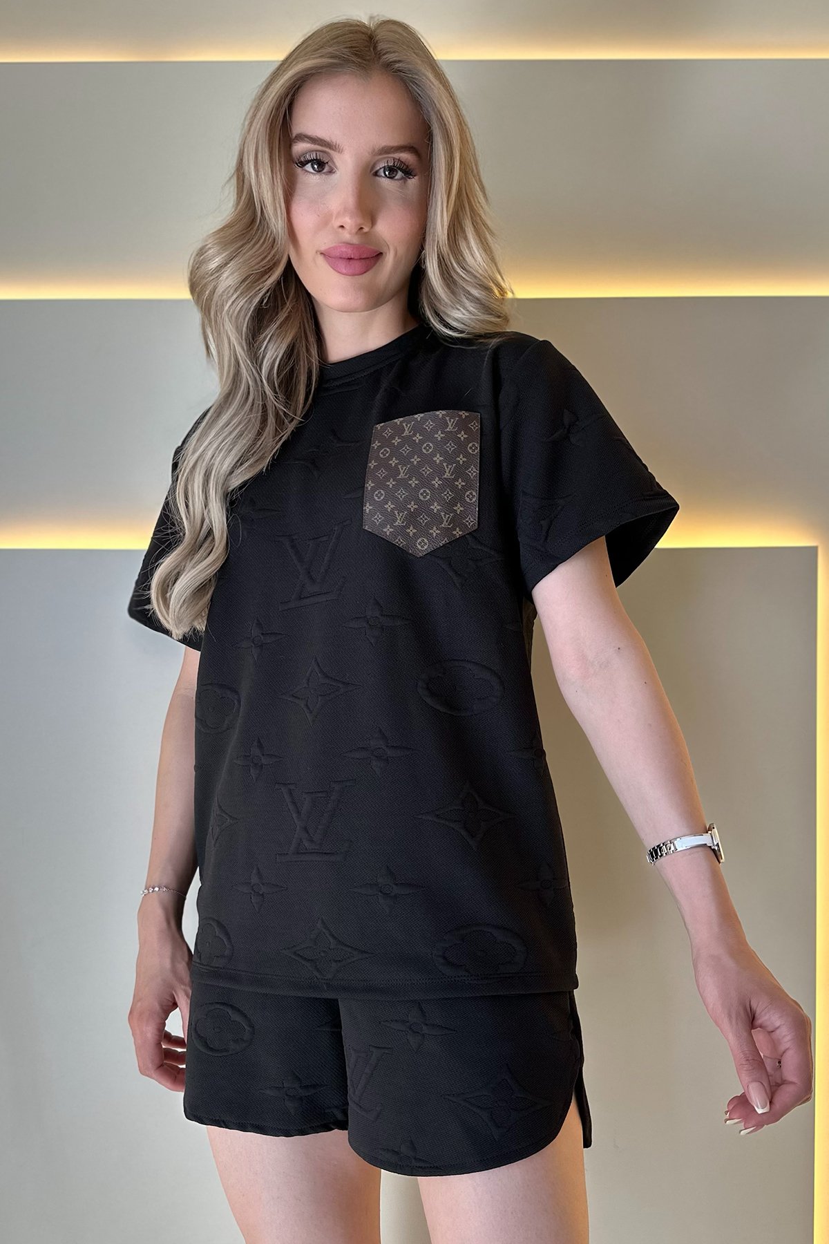 Lv - 2li Şortlu Takımı Siyah Detaylı