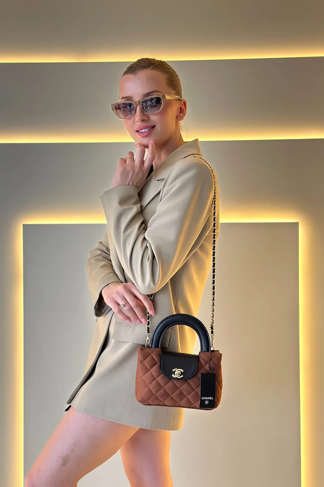 CHNL - Mini Shopping Taba Siyah Çanta