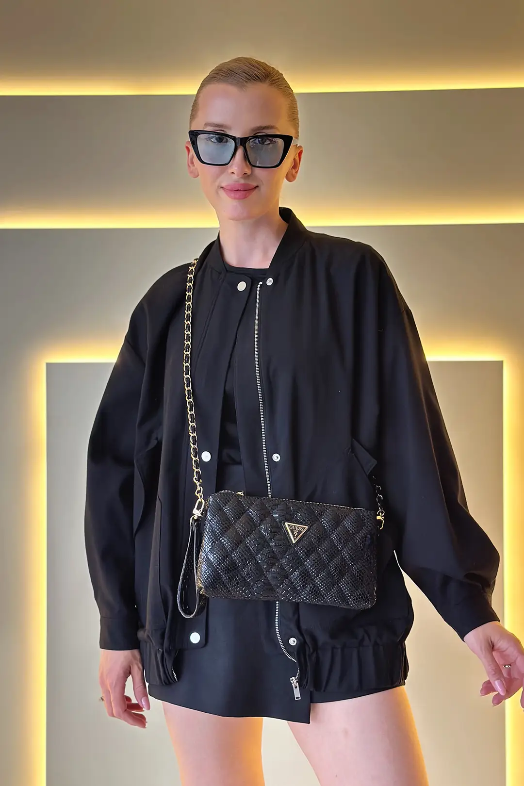 GSS - Zalina Clutch Siyah Yılan Derisi Çanta