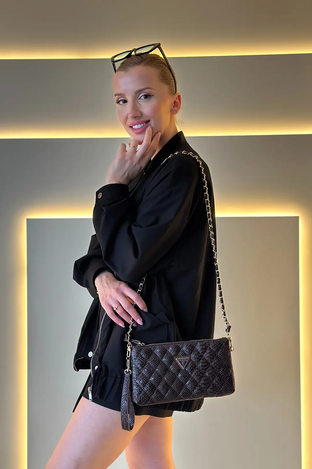 GSS - Zalina Clutch Acı Kahve Yılan Derisi Çanta