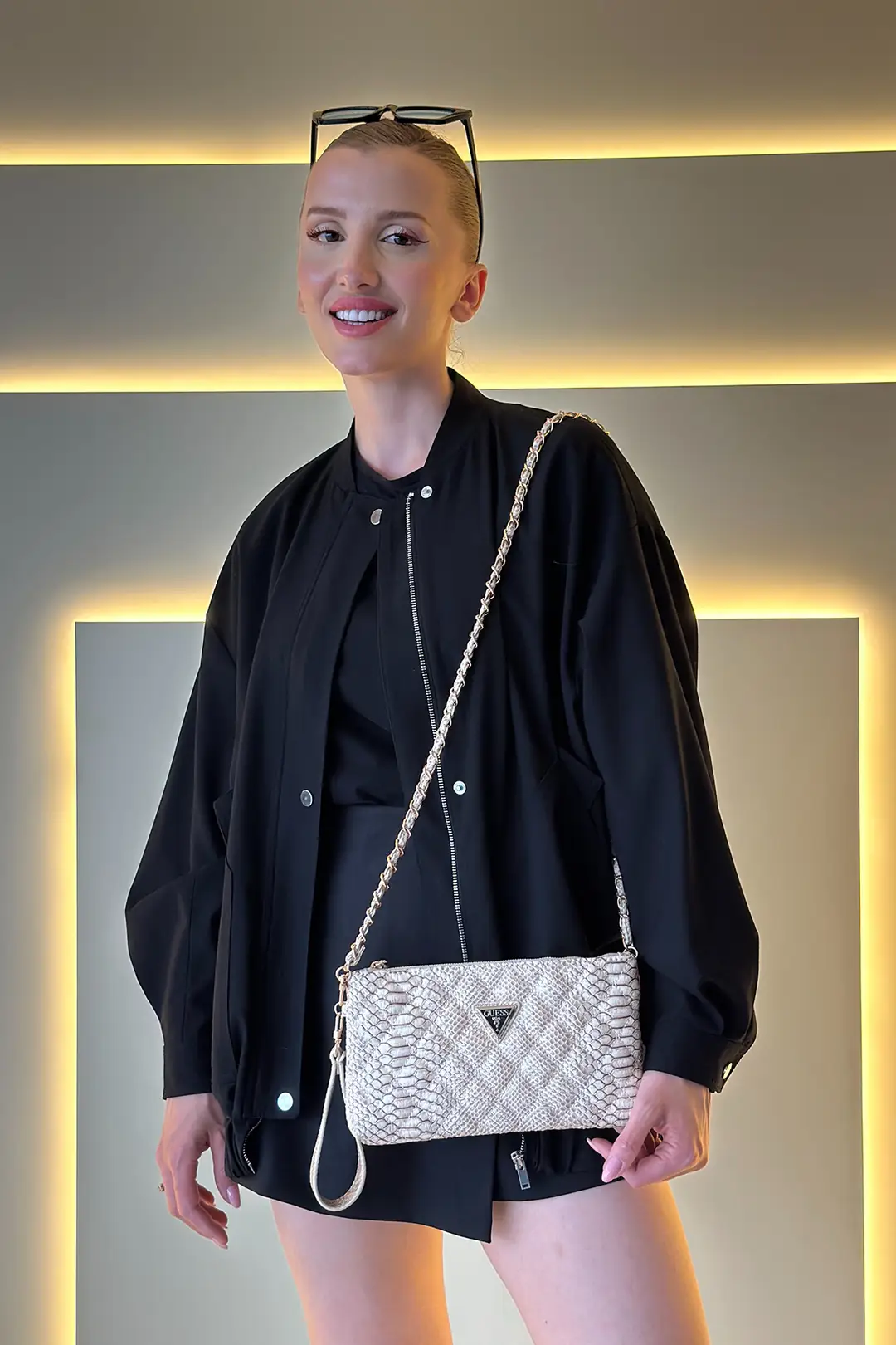 GSS - Zalina Clutch Beyaz Yılan Derisi Çanta