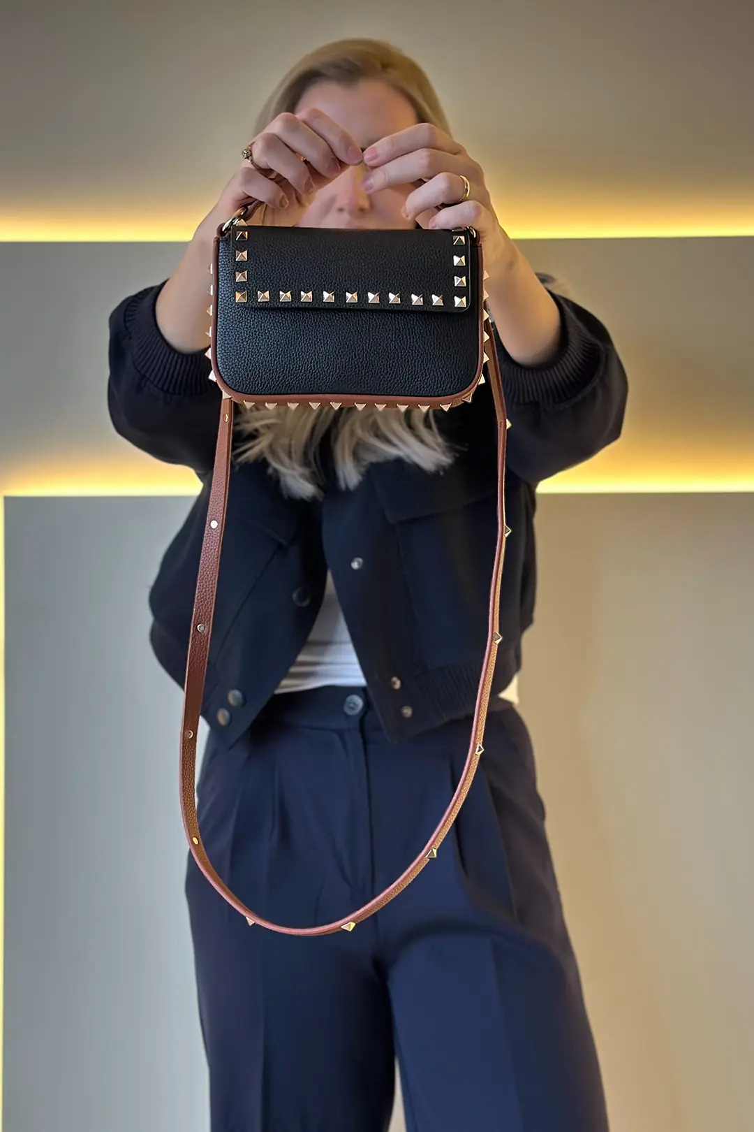 VLTN - Mini Siyah Taba Detay Çanta